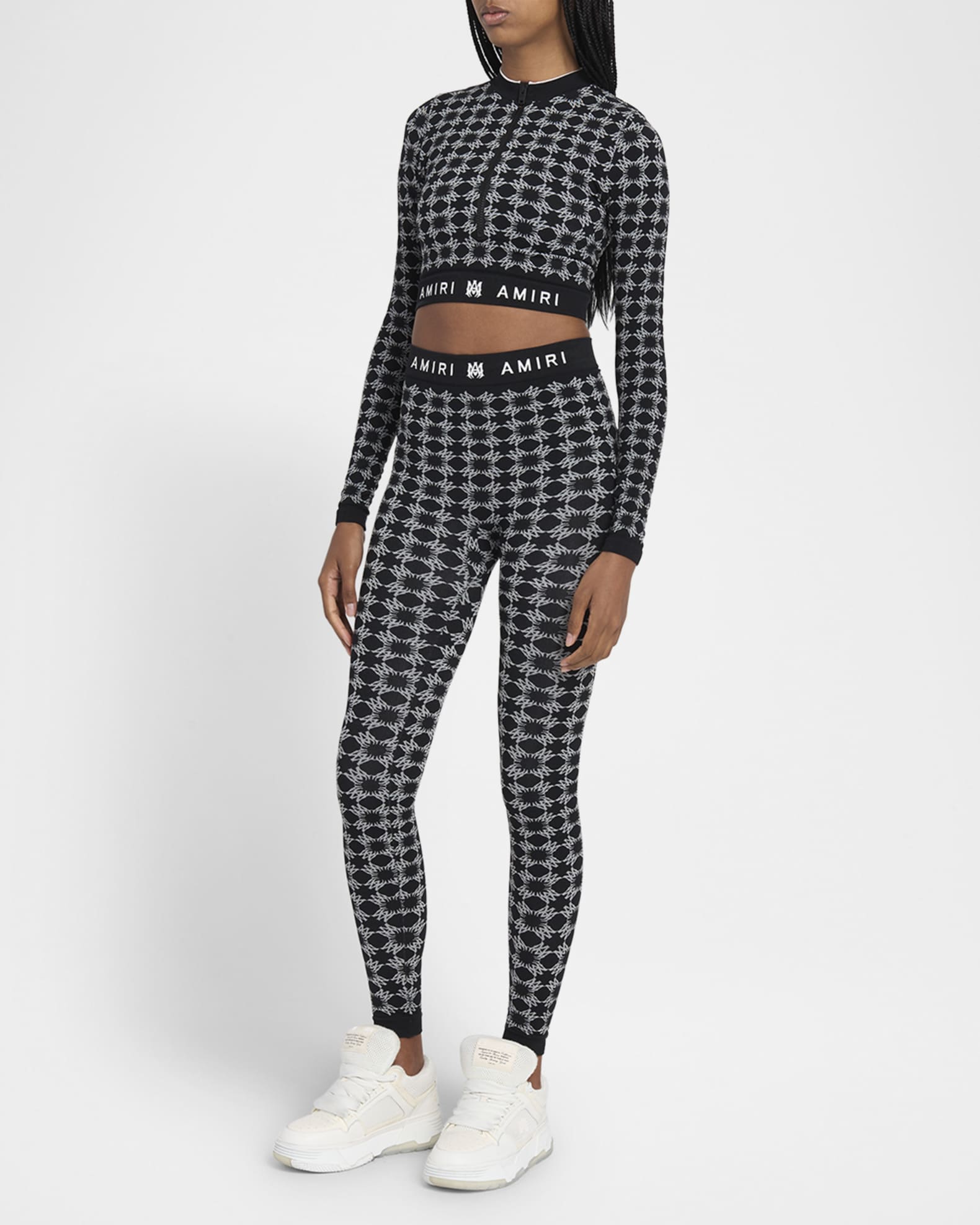 Amiri MA Quad Seamless Half-Zip Crop Top | Neiman Marcus