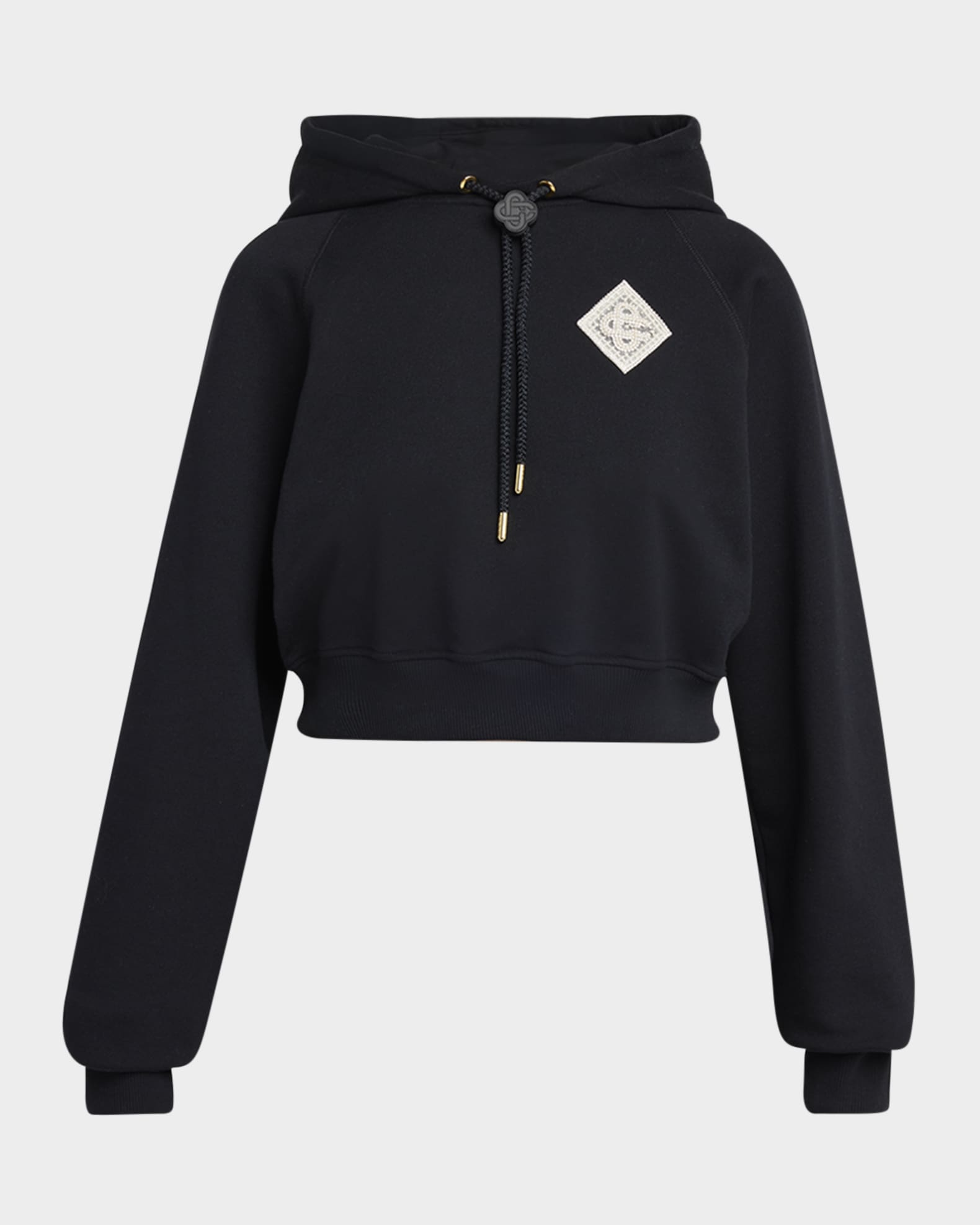 Embellished Logo Patch Crop Hoodie 0