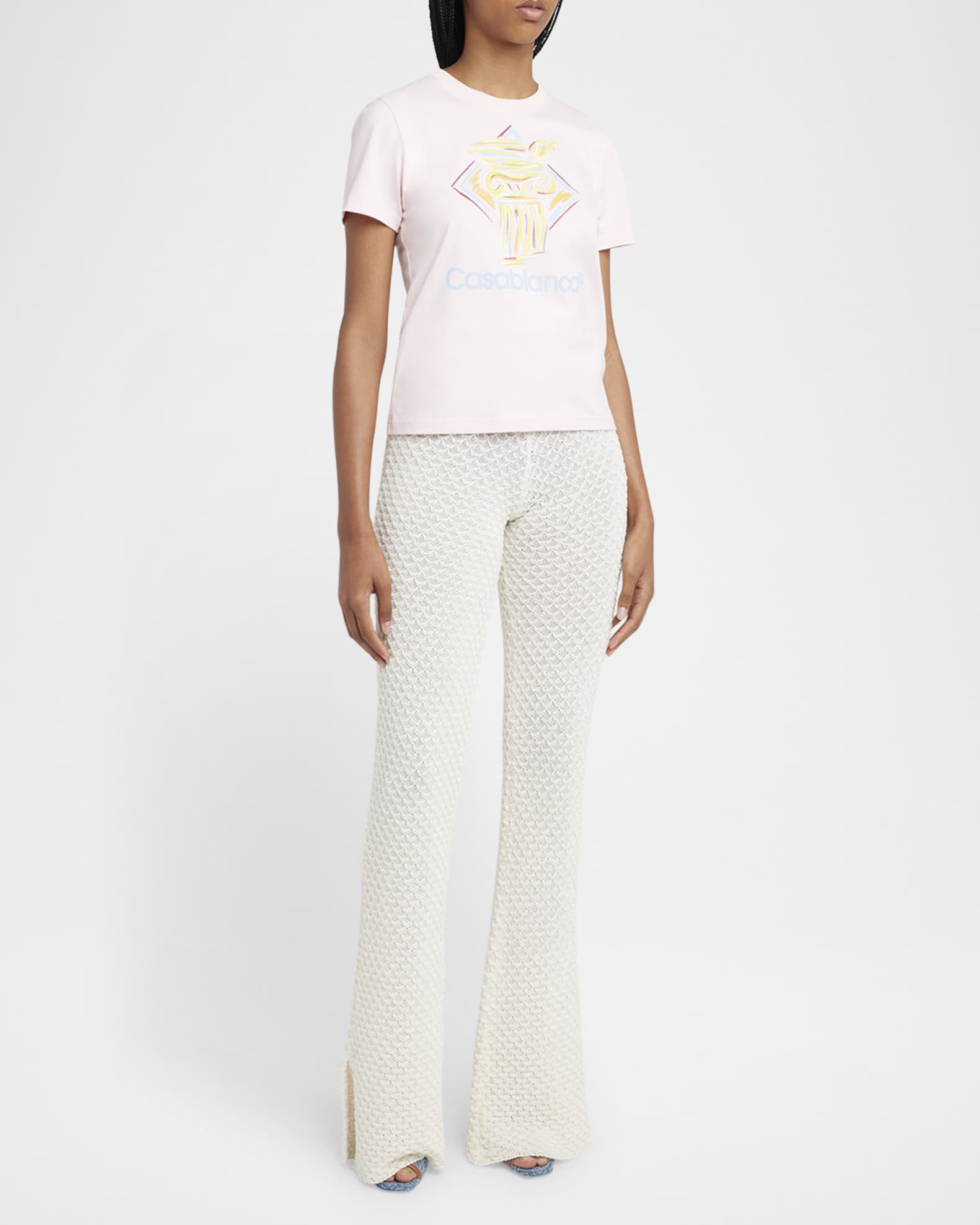 Diamond Column Logo Print Fitted T-Shirt 1