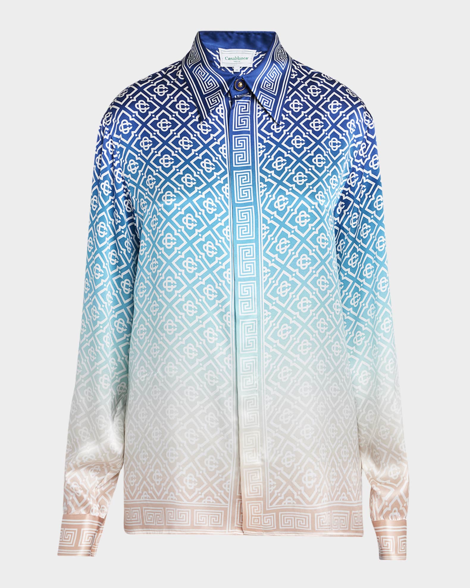Ombre Monogram Silk Button-Down Shirt 0