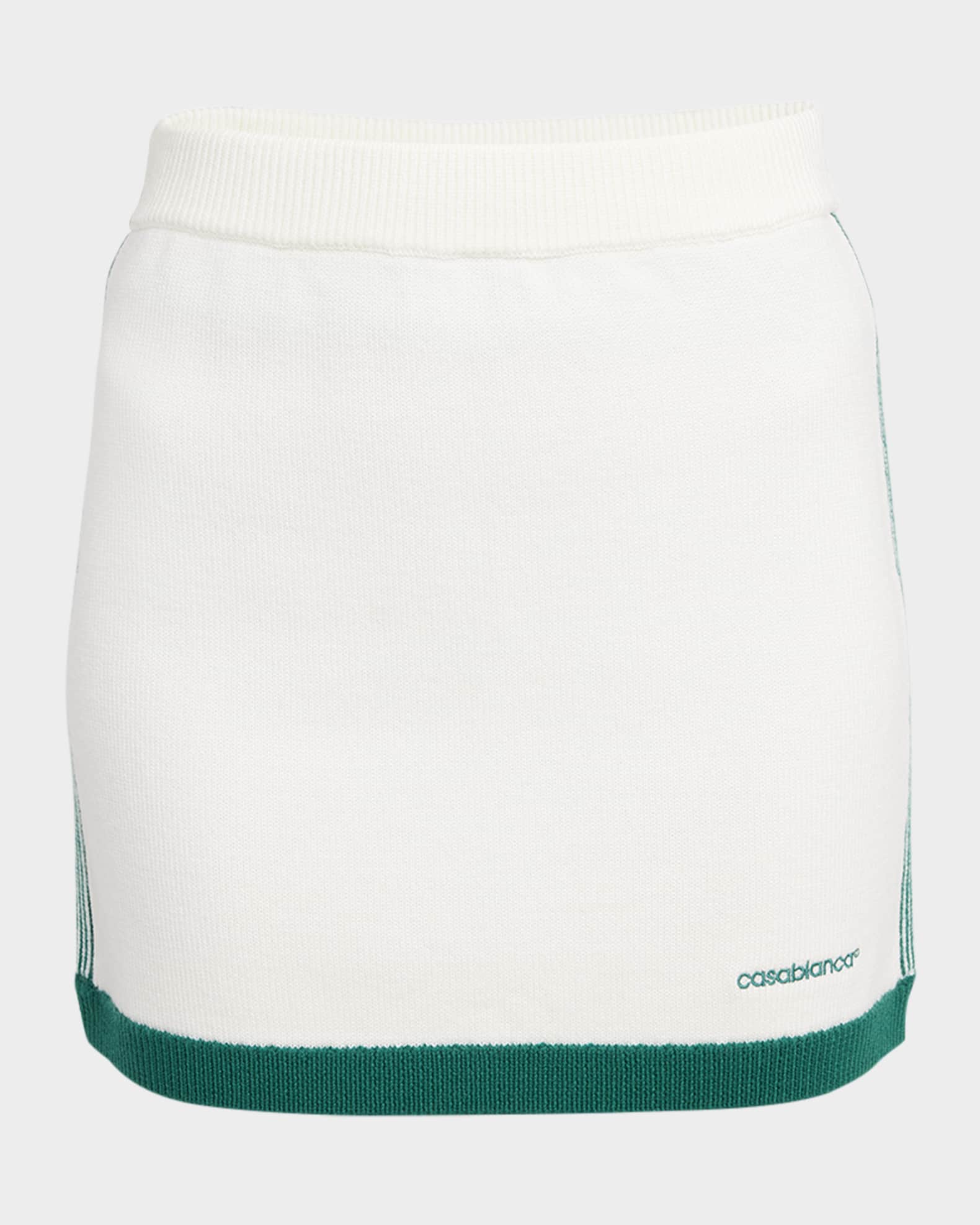 Side-Stripe Knit Mini Tennis Skirt 0