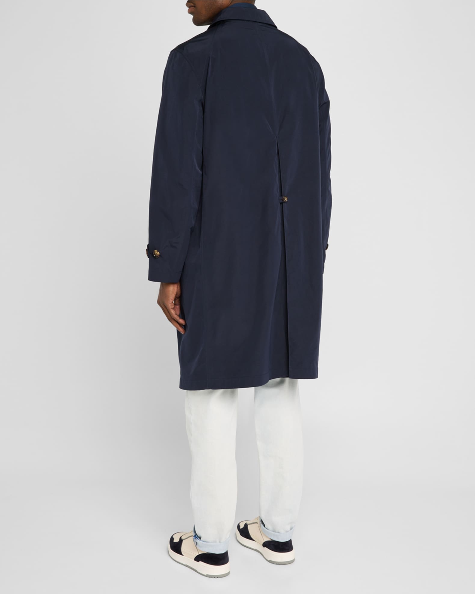Brunello Cucinelli Blue Polyester Trench Coat main image 1