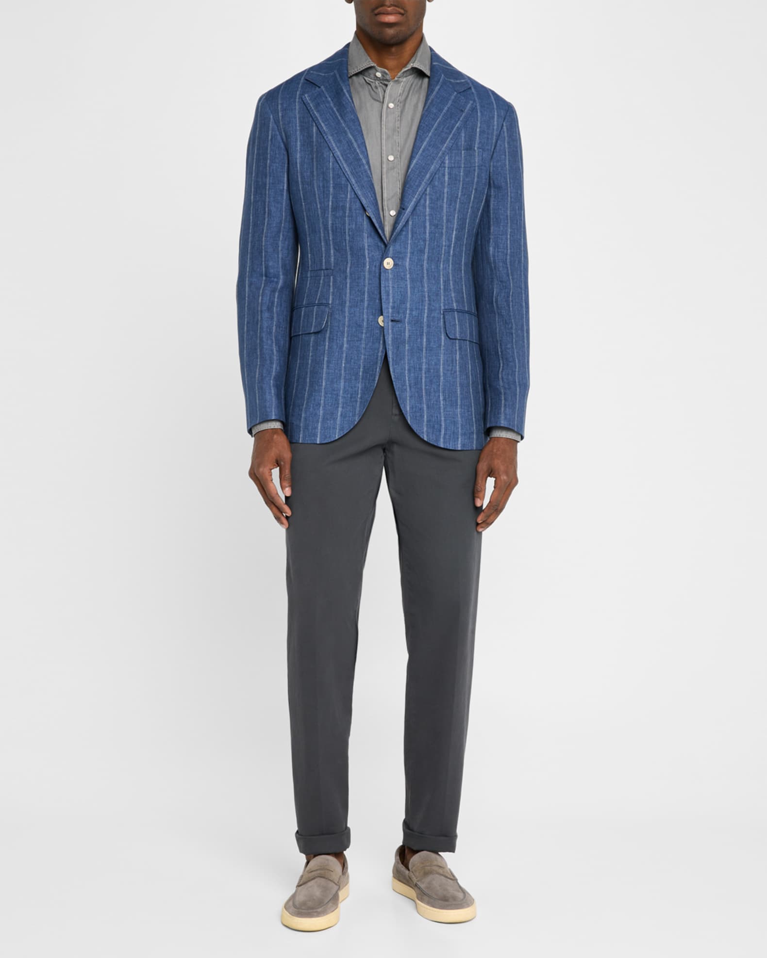 Men's Linen Pinstripe Single-Breasted Sport Coat 1