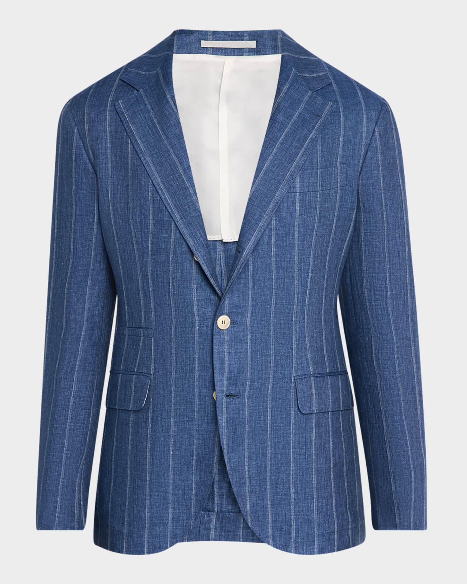 Men's Linen Pinstripe Single-Breasted Sport Coat 0