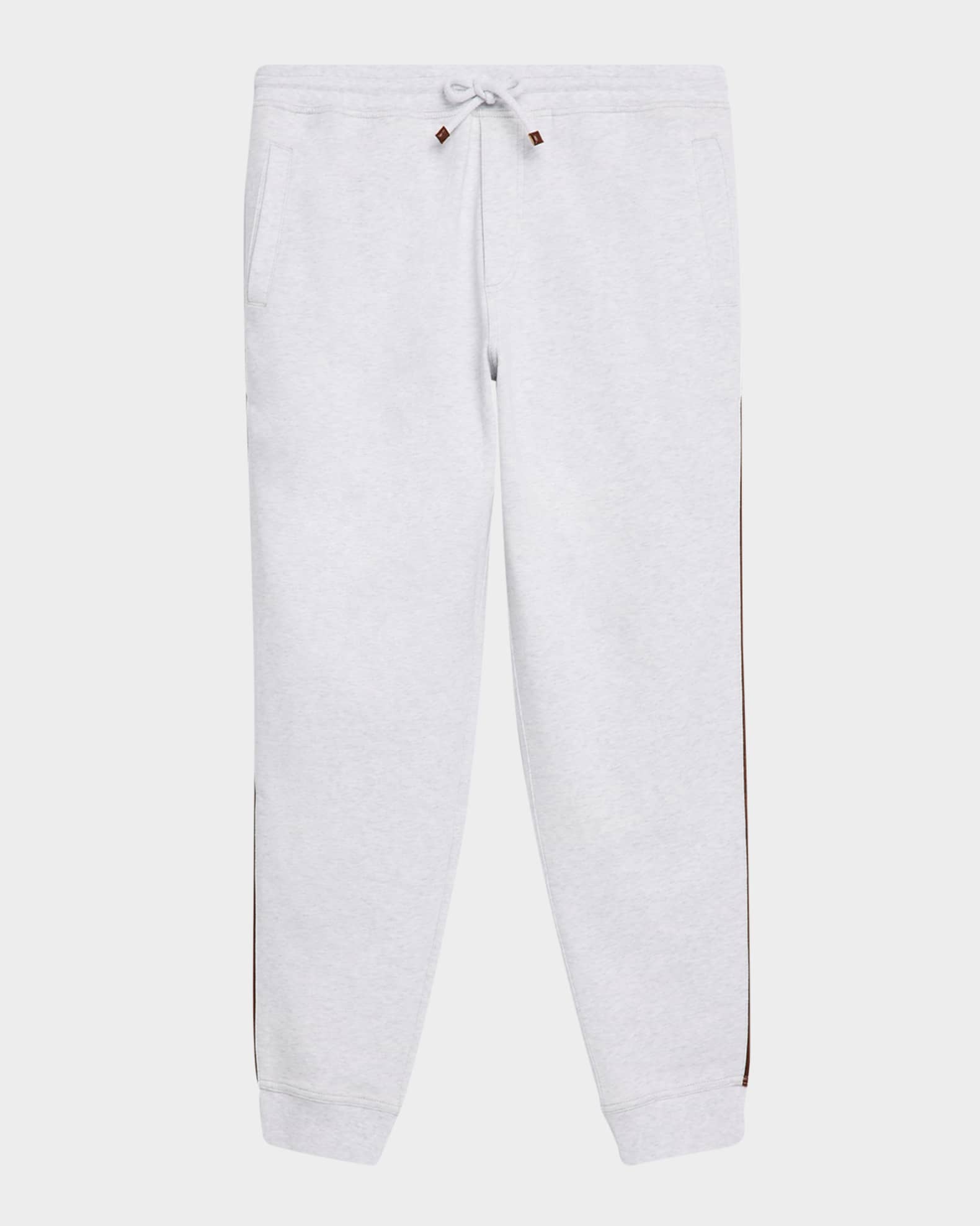 Men's Leather-Trim Drawstring Sweatpants 0