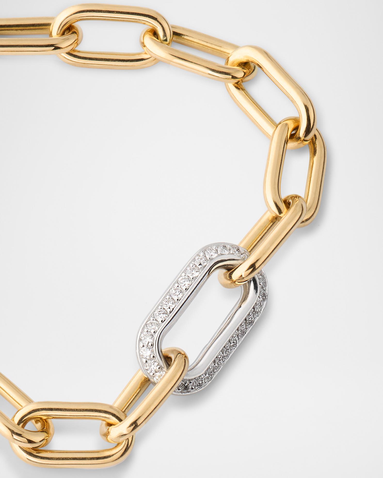 Roberto Coin 18K Gold Chain Bracelet with Diamond Link | Neiman Marcus