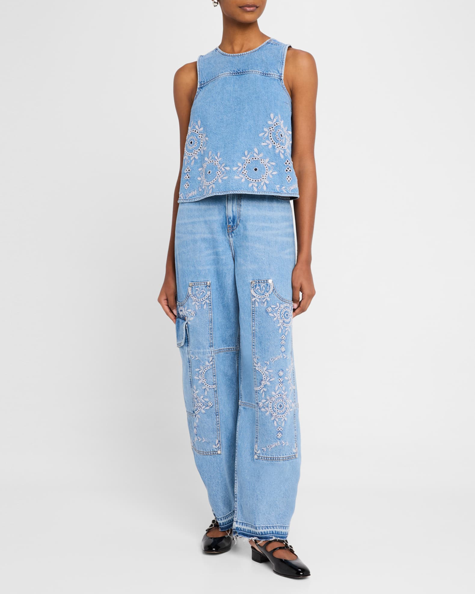 Broderie Anglaise Denim Top 1