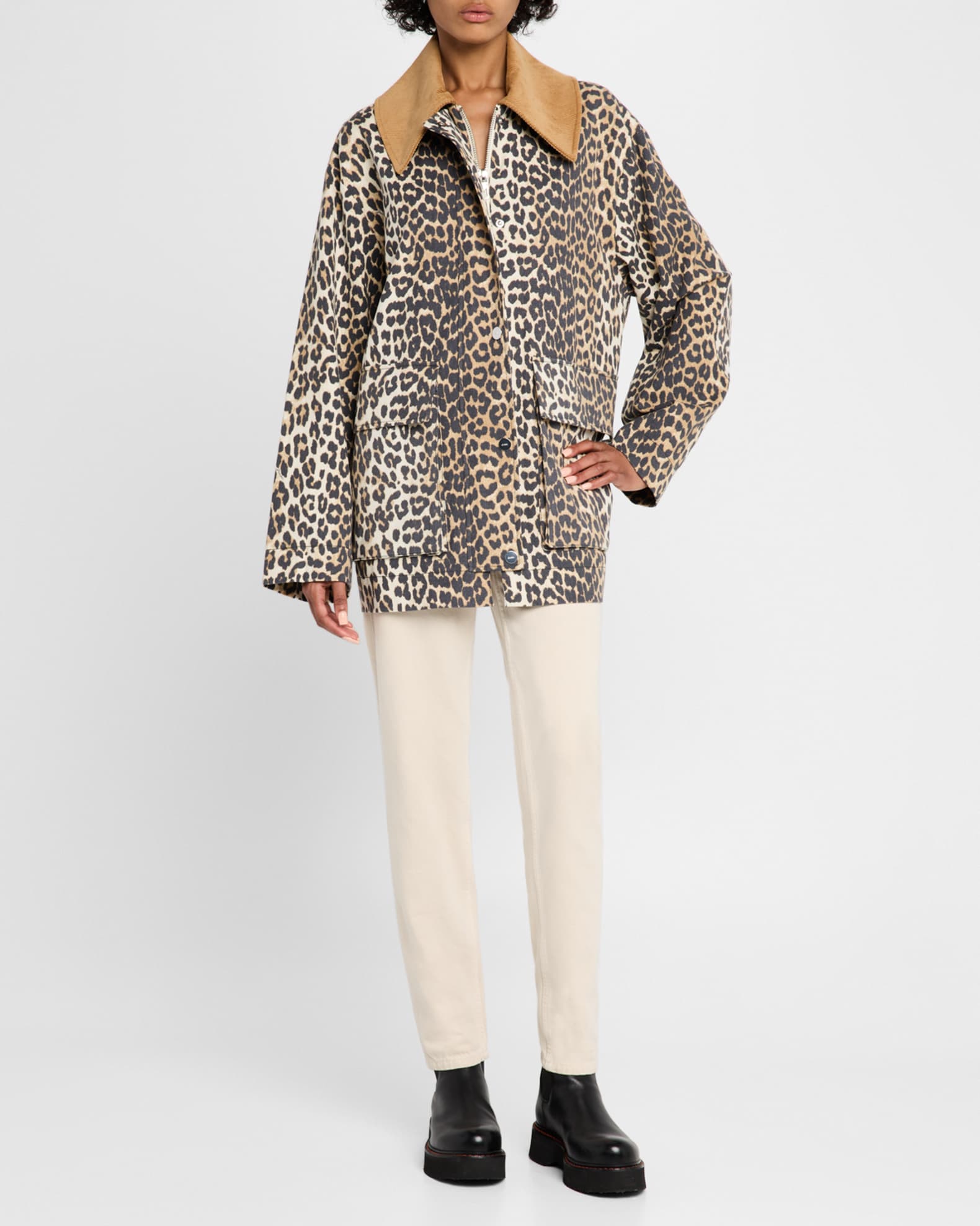 Leopard Canvas Midi Jacket 1