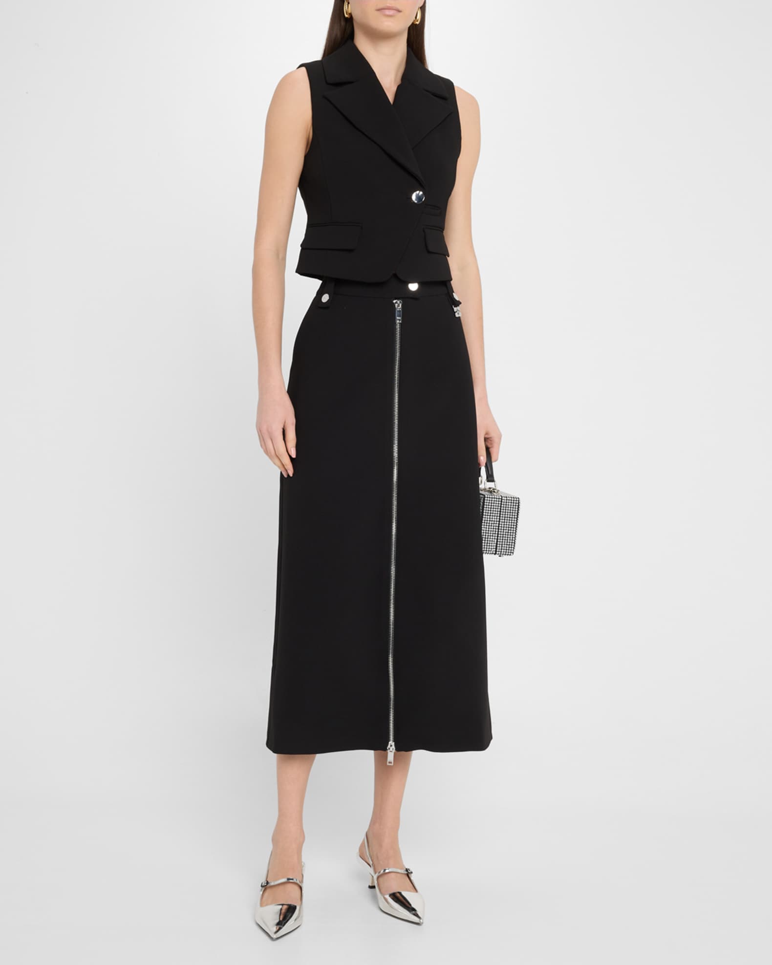 Cropped Bonded Crepe Vest 1