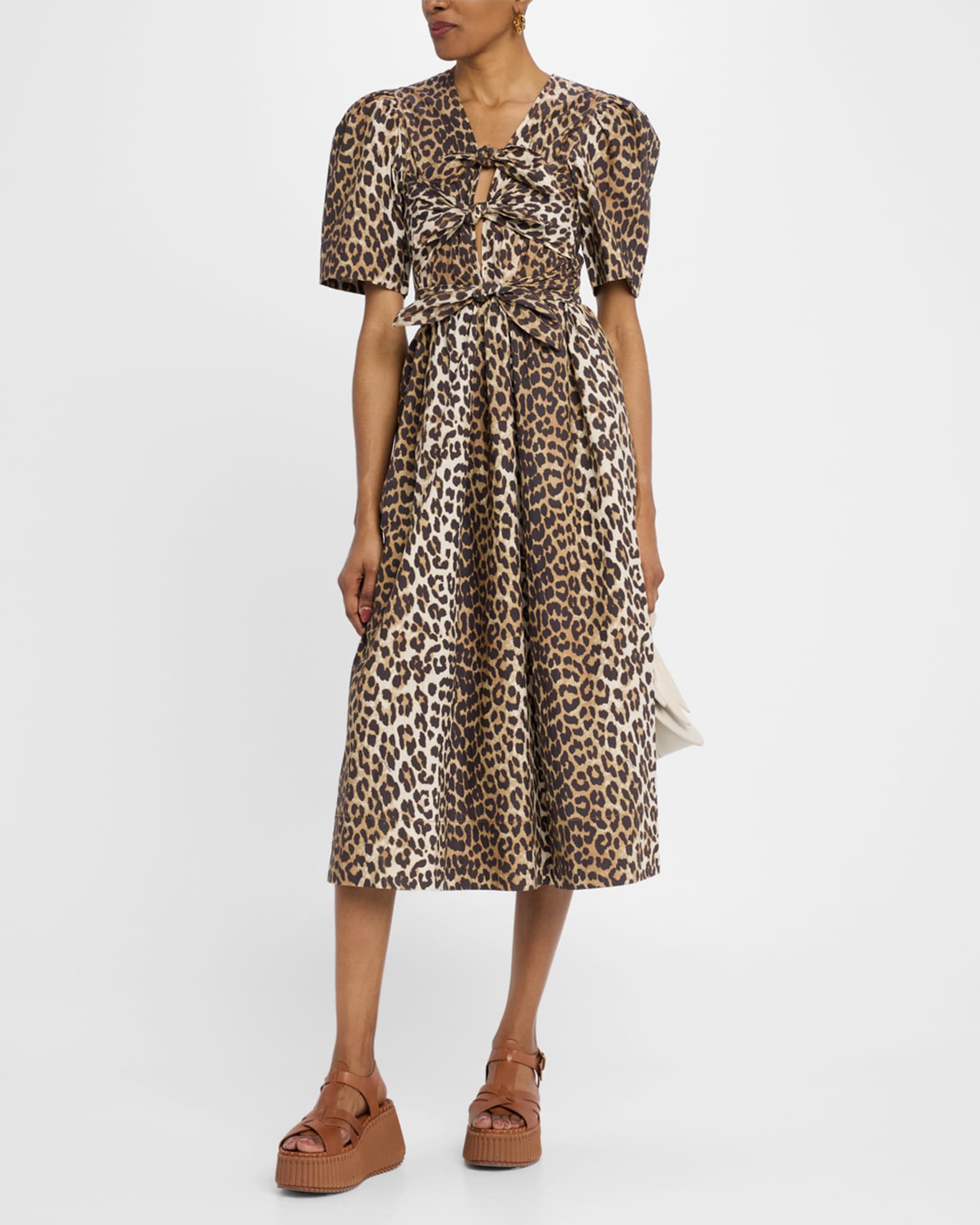 Leopard Tie-Front Midi Dress 1