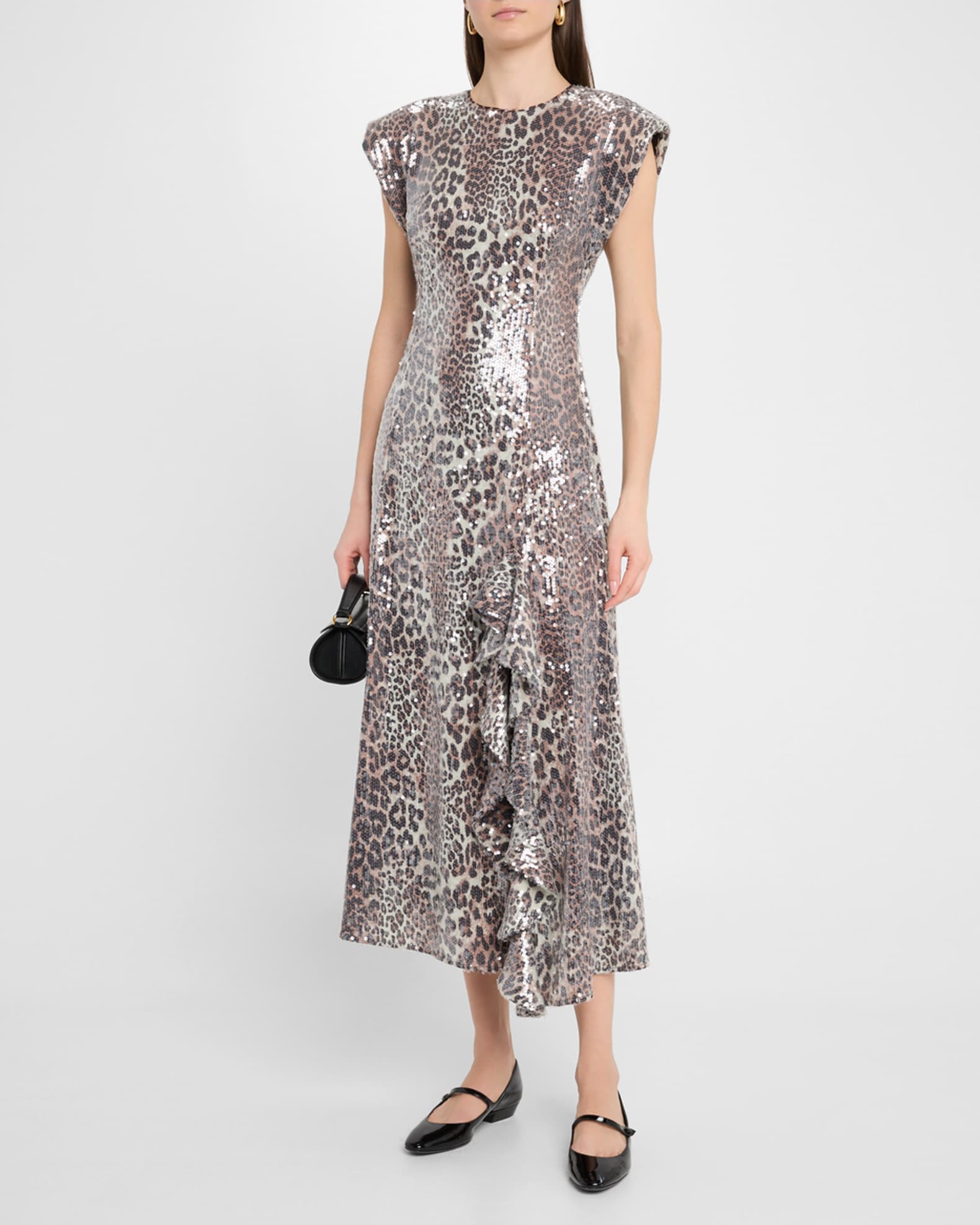 Leopard Sequined Slit Midi Dress 1