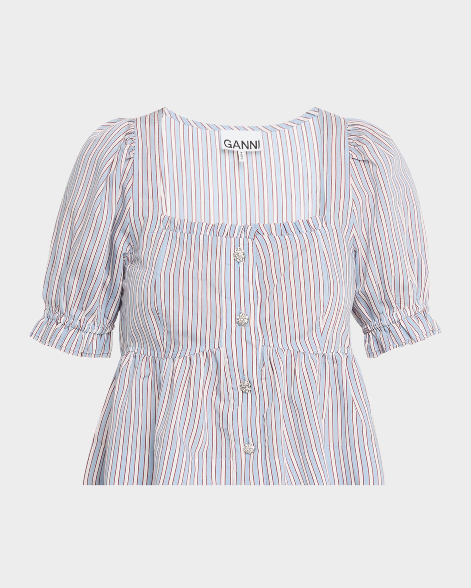 Stripe Button-Front Blouse 0