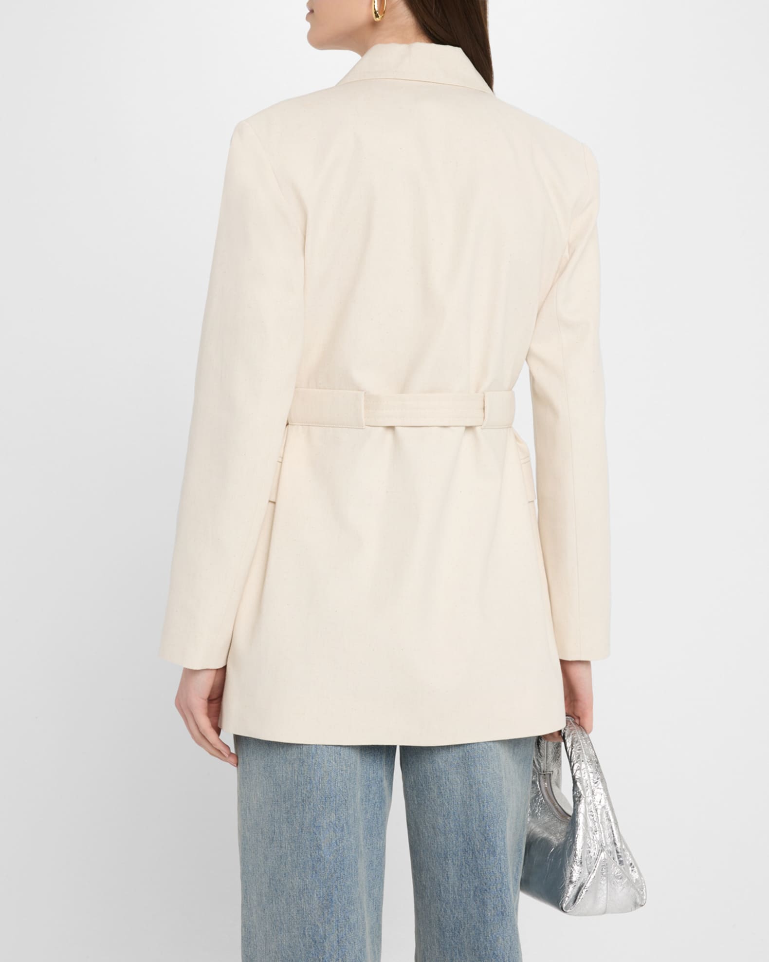Ganni Belted Cotton Melange Blazer | Neiman Marcus