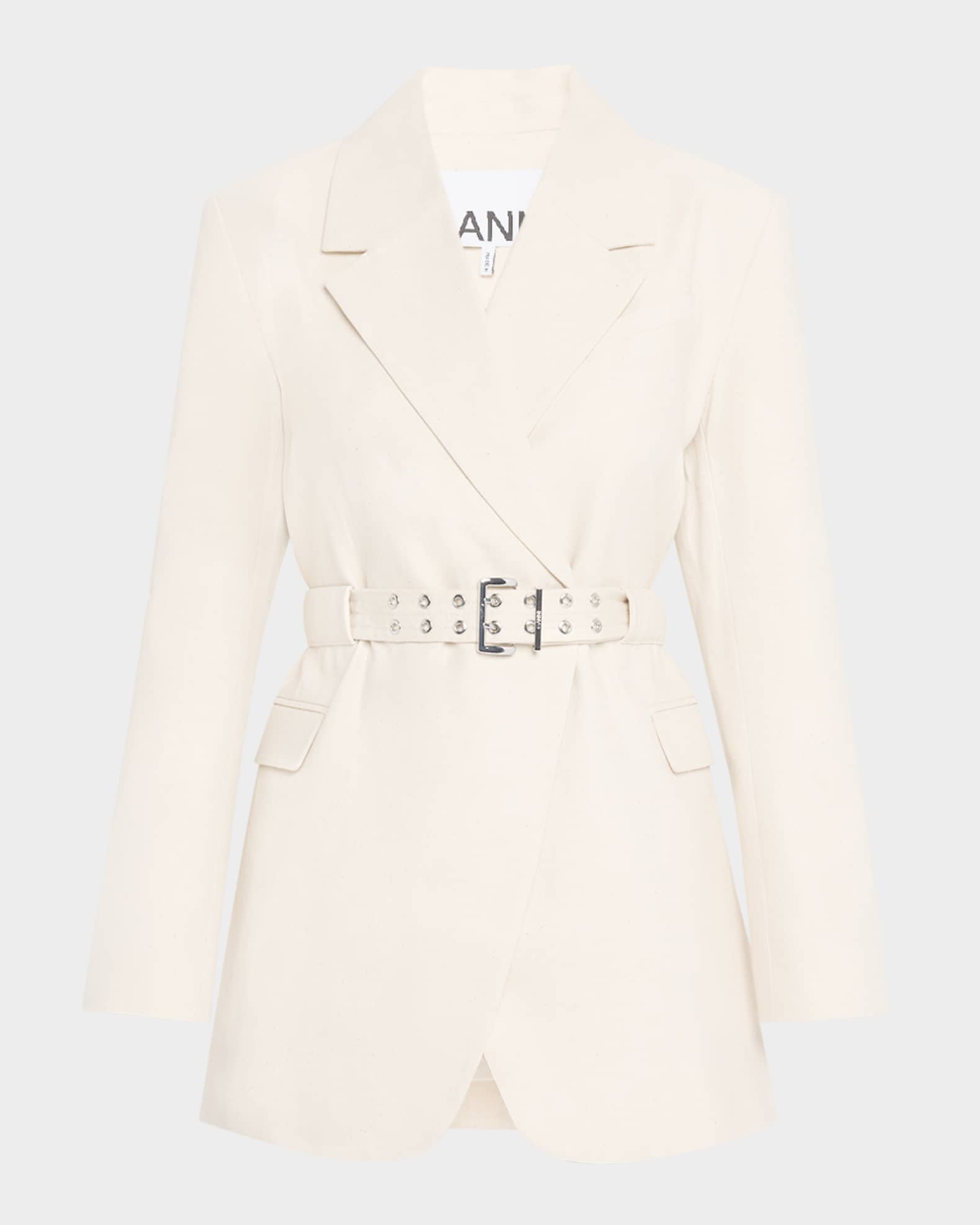 Belted Cotton Melange Blazer 0