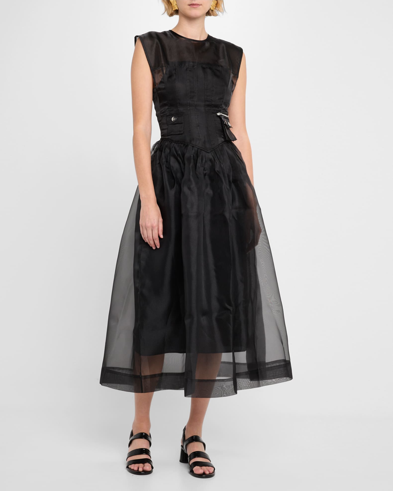 Technical Organza Corset Midi Dress 1