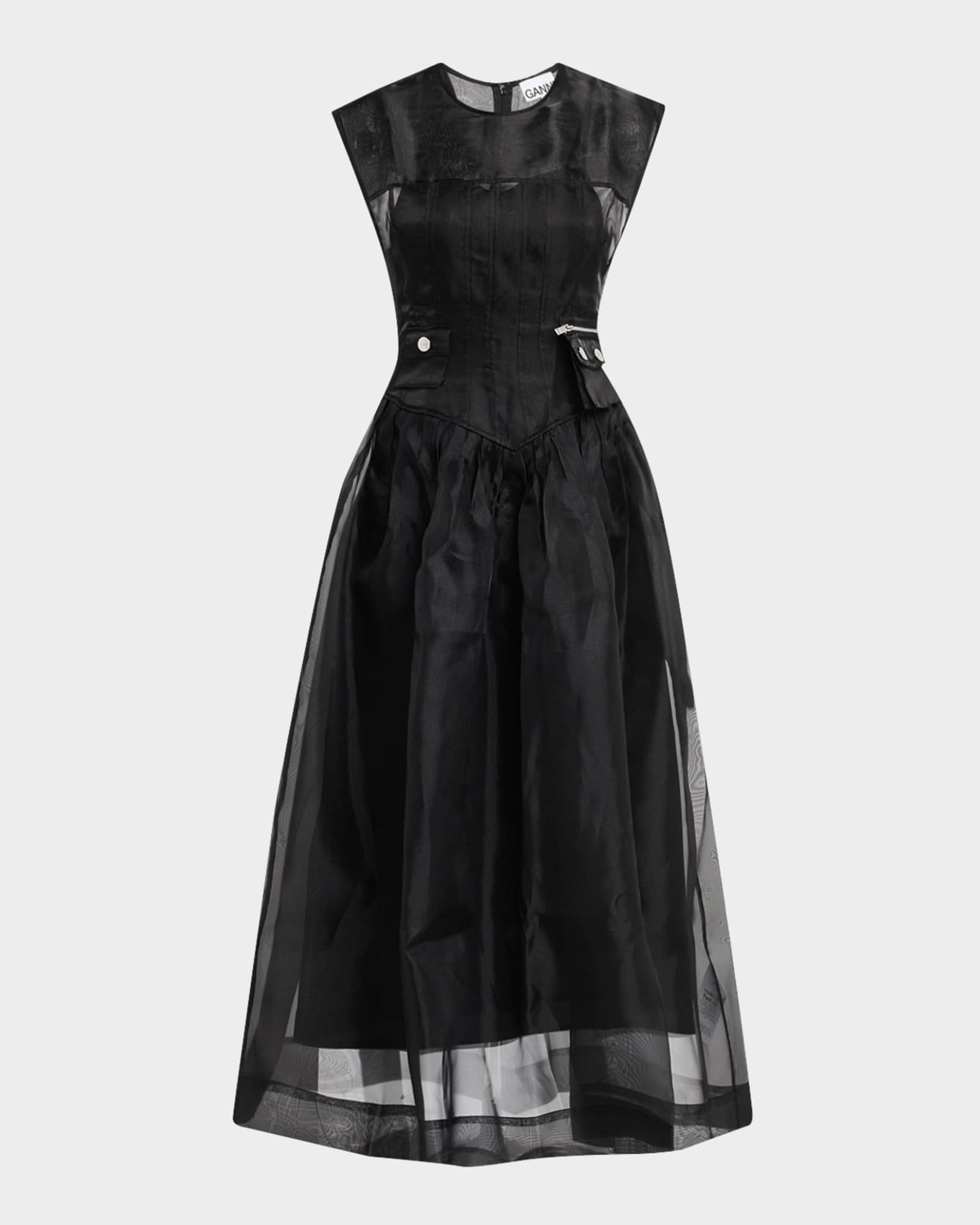 Technical Organza Corset Midi Dress 0