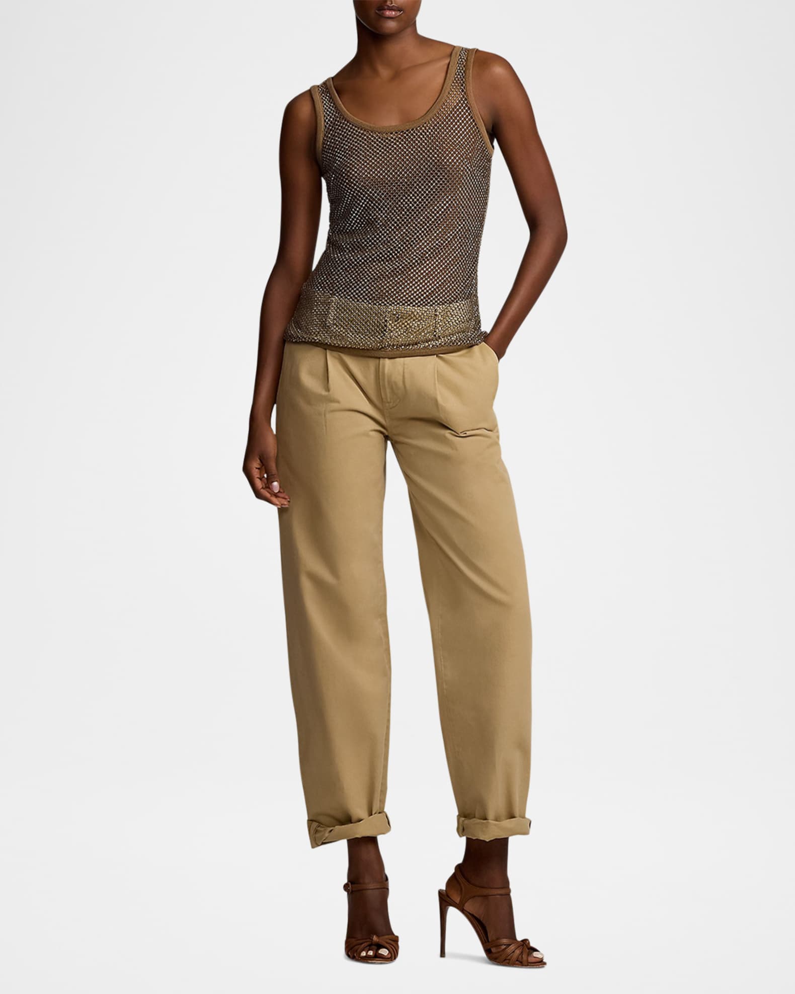 Ralph Lauren Collection Melony Embellished Mesh Tank Top Neiman Marcus