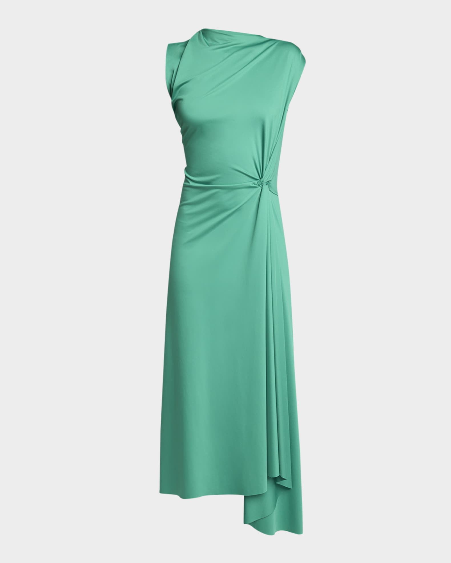 Victoria Beckham Twisted Knot Asymmetric Drape Midi Dress | Neiman 
