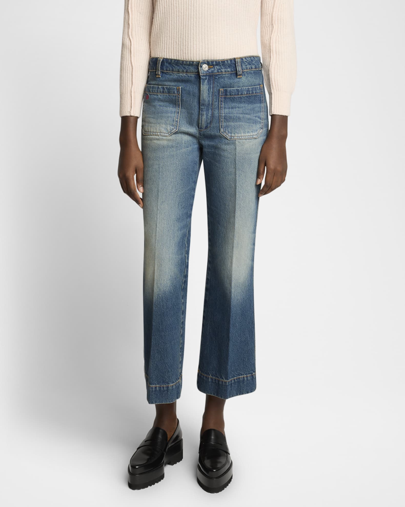 Victoria Beckham Alina Kickflare Crop Jeans | Neiman Marcus