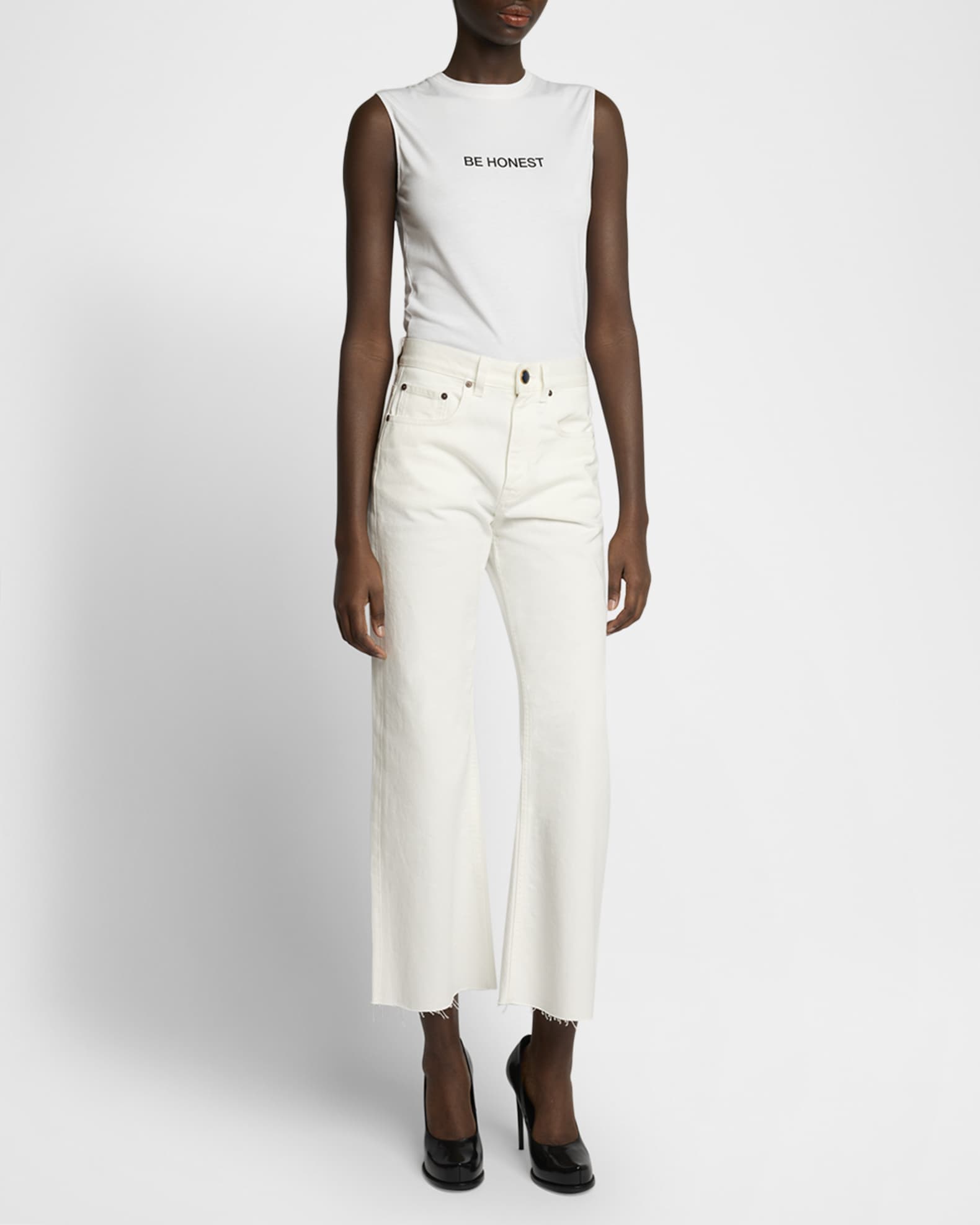 Victoria Beckham High-Rise Wide-Leg Crop Jeans | Neiman Marcus