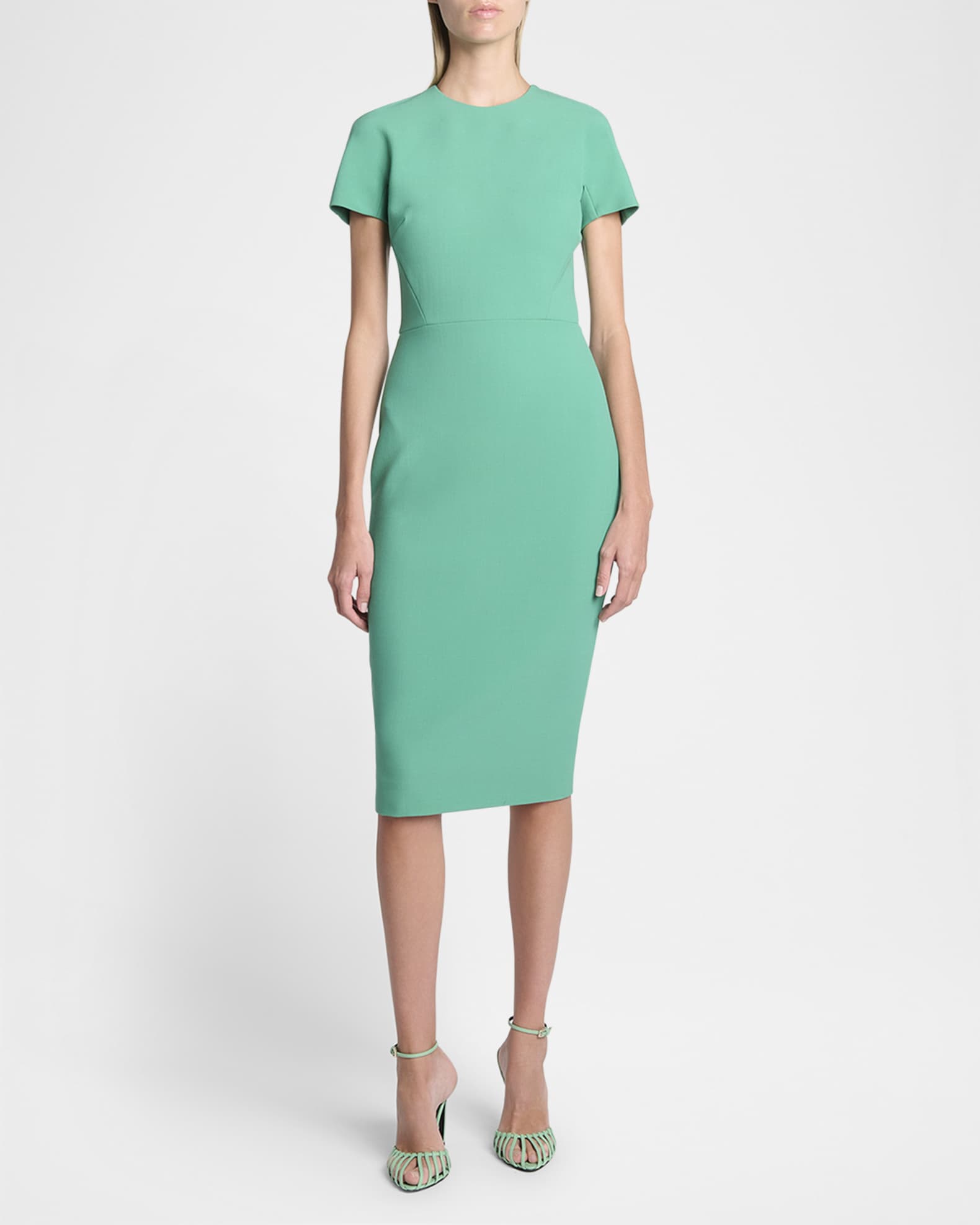 ワンピース VICTORIA BECKHAM GREY GREEN WOOL BLEND MIDI DRESS Wool-blend midi dress in green - Victoria Beckham | Mytheresa