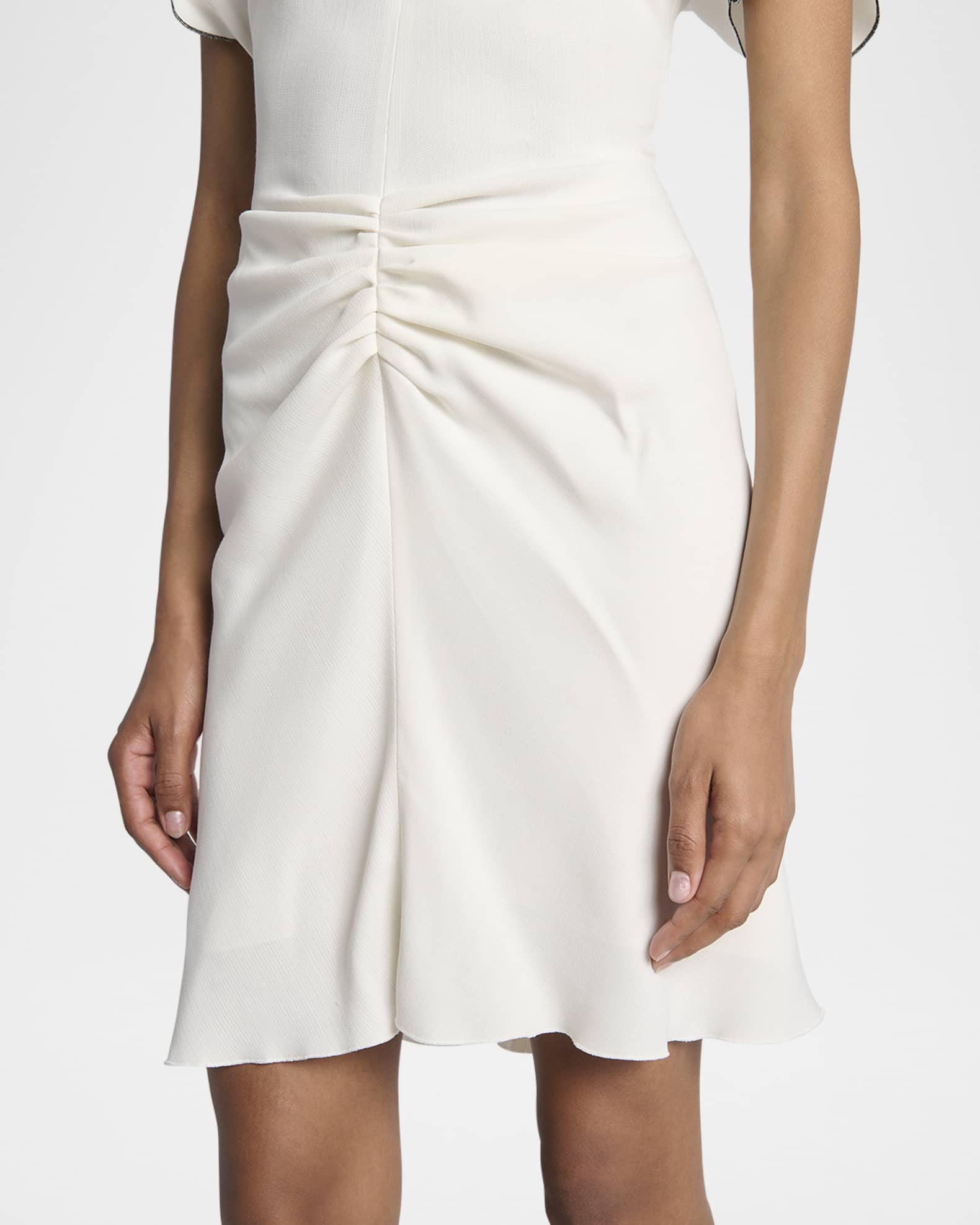 Gathered Waist Wool Mini Dress