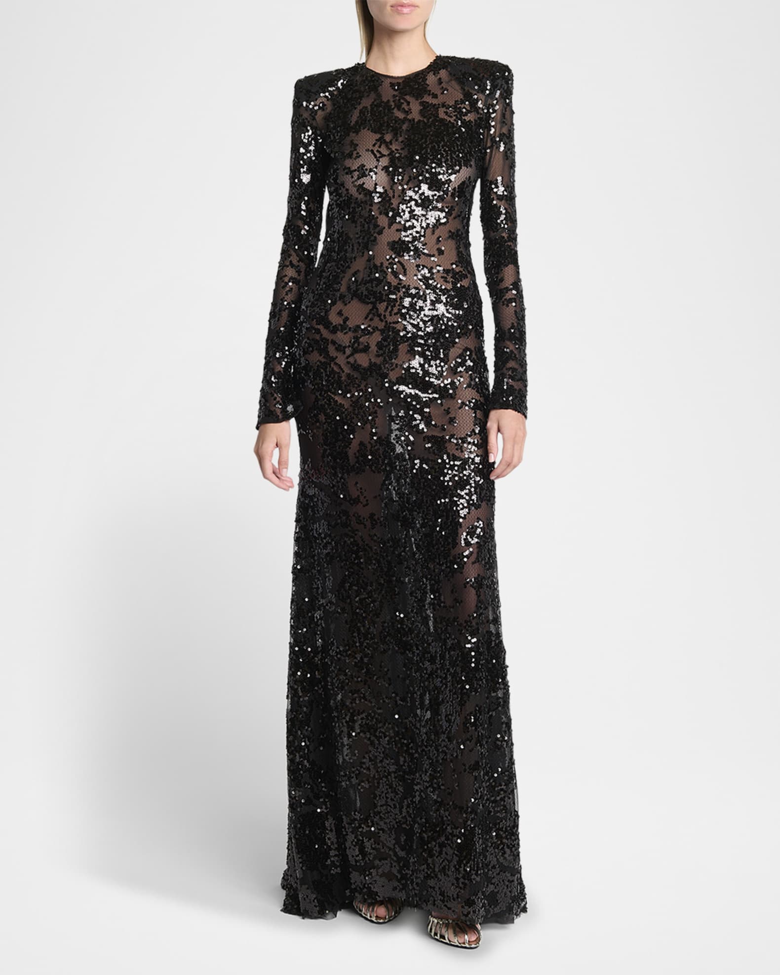 Victoria Beckham LongSleeve Backless Sequined Gown Neiman Marcus — free download