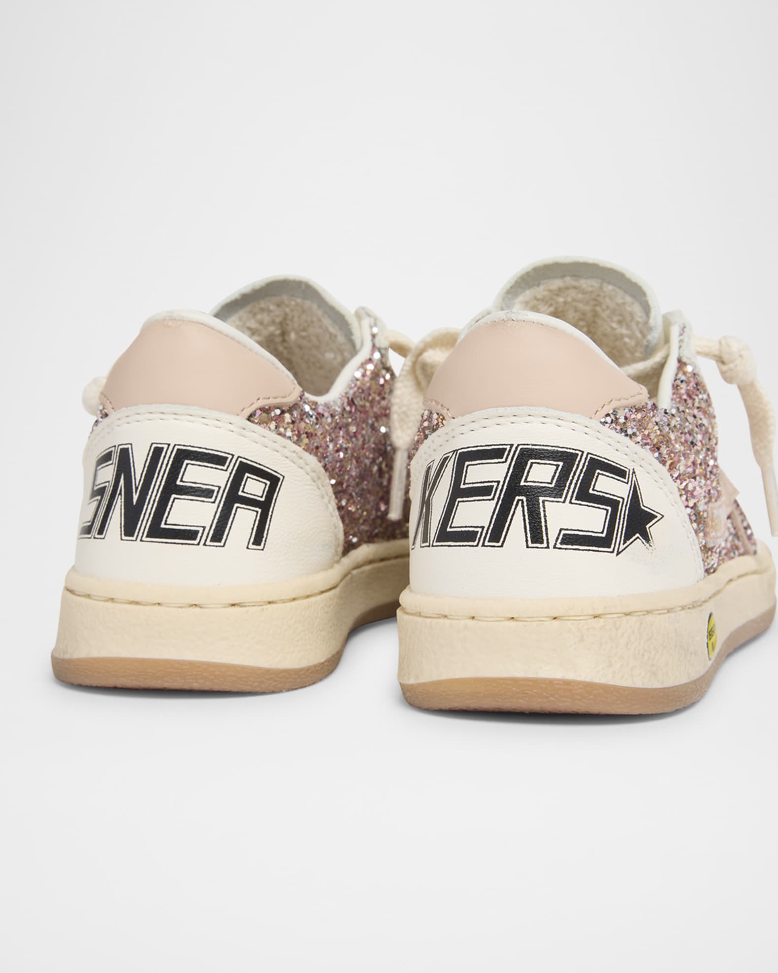 Golden Goose Girl's Ball Star Glitter and Leather Sneakers, Baby