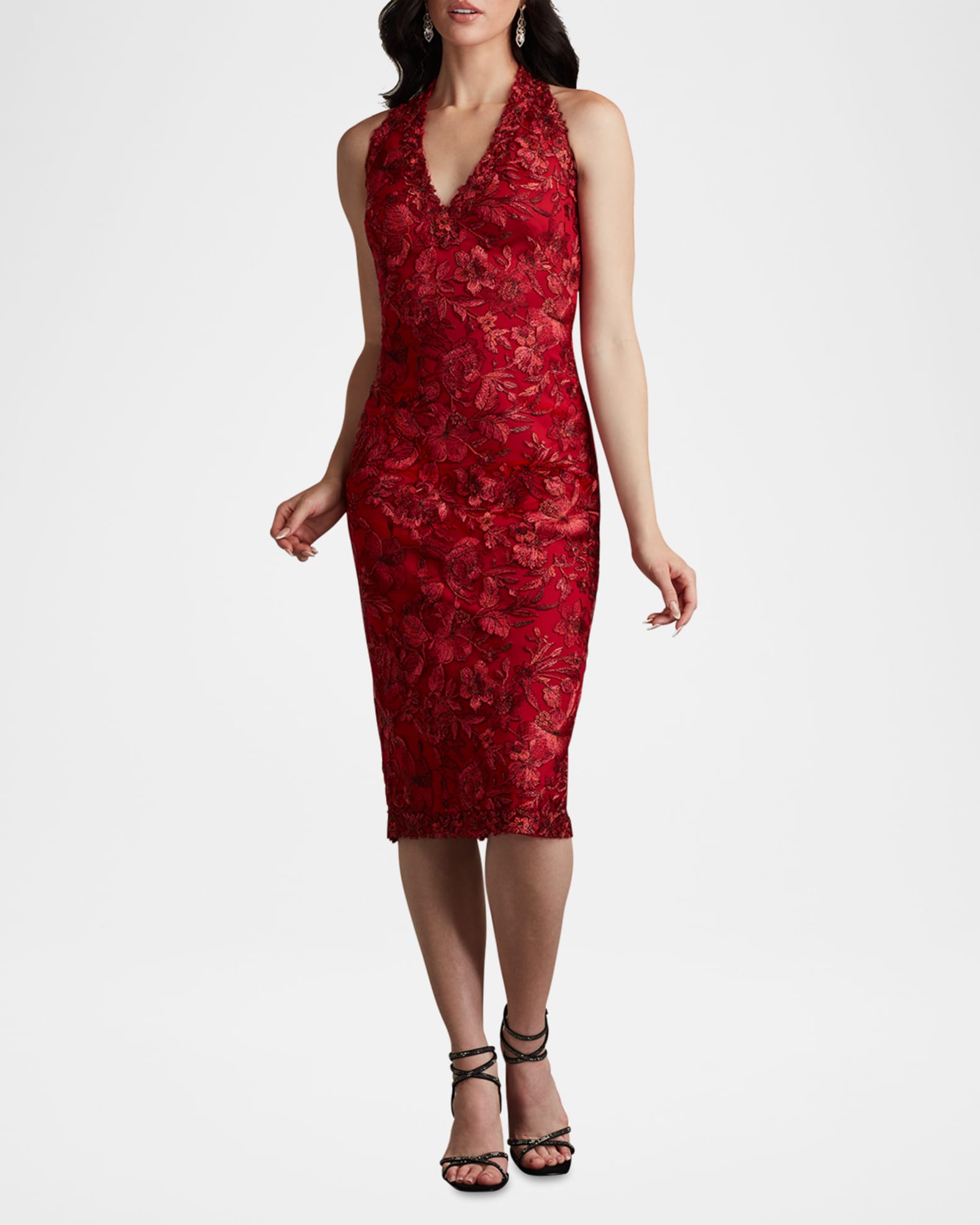 Embroidered Lace Halter Dress
