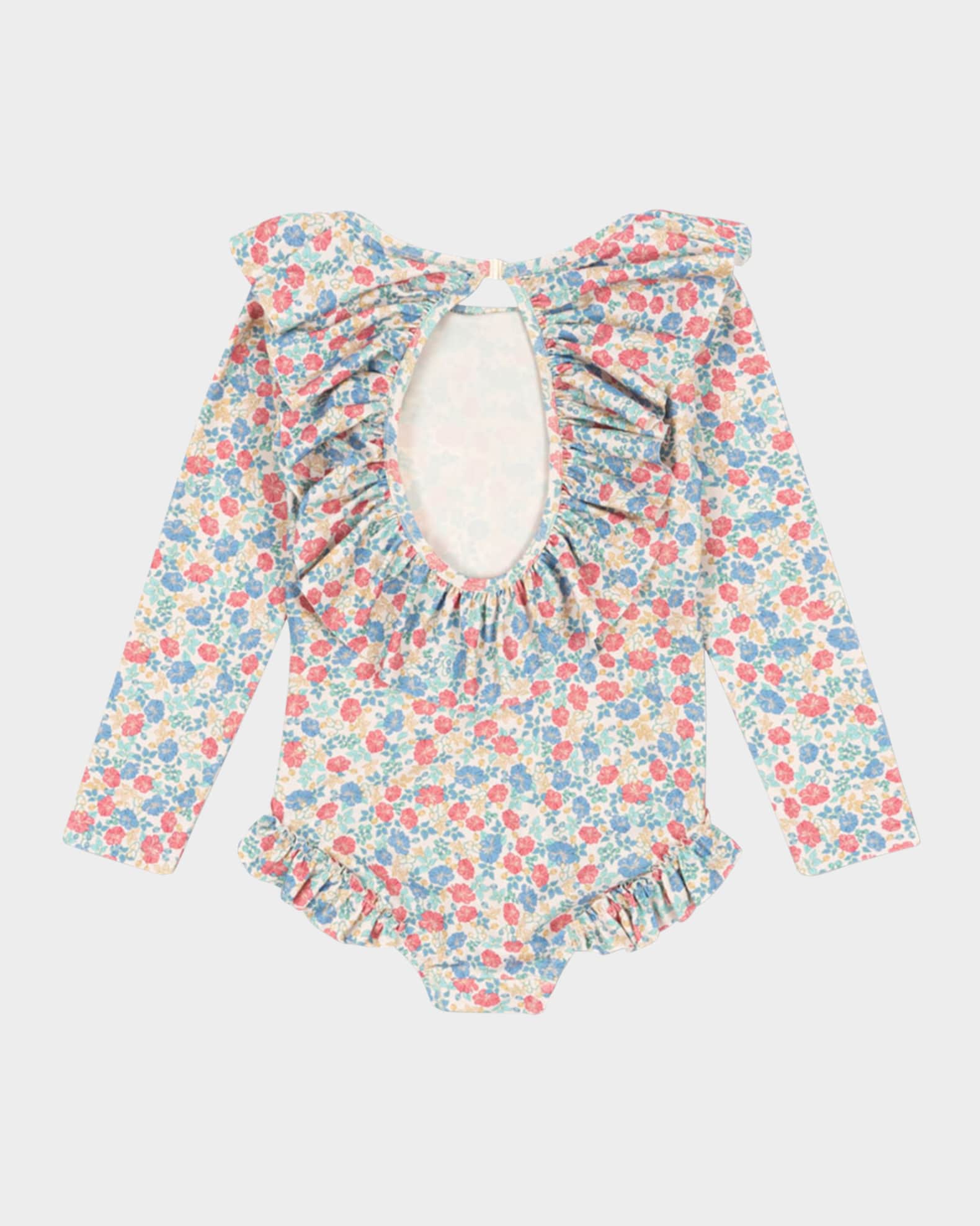 Girl's Manuca Floral-Print Swimsuit, Size 6M-10 1