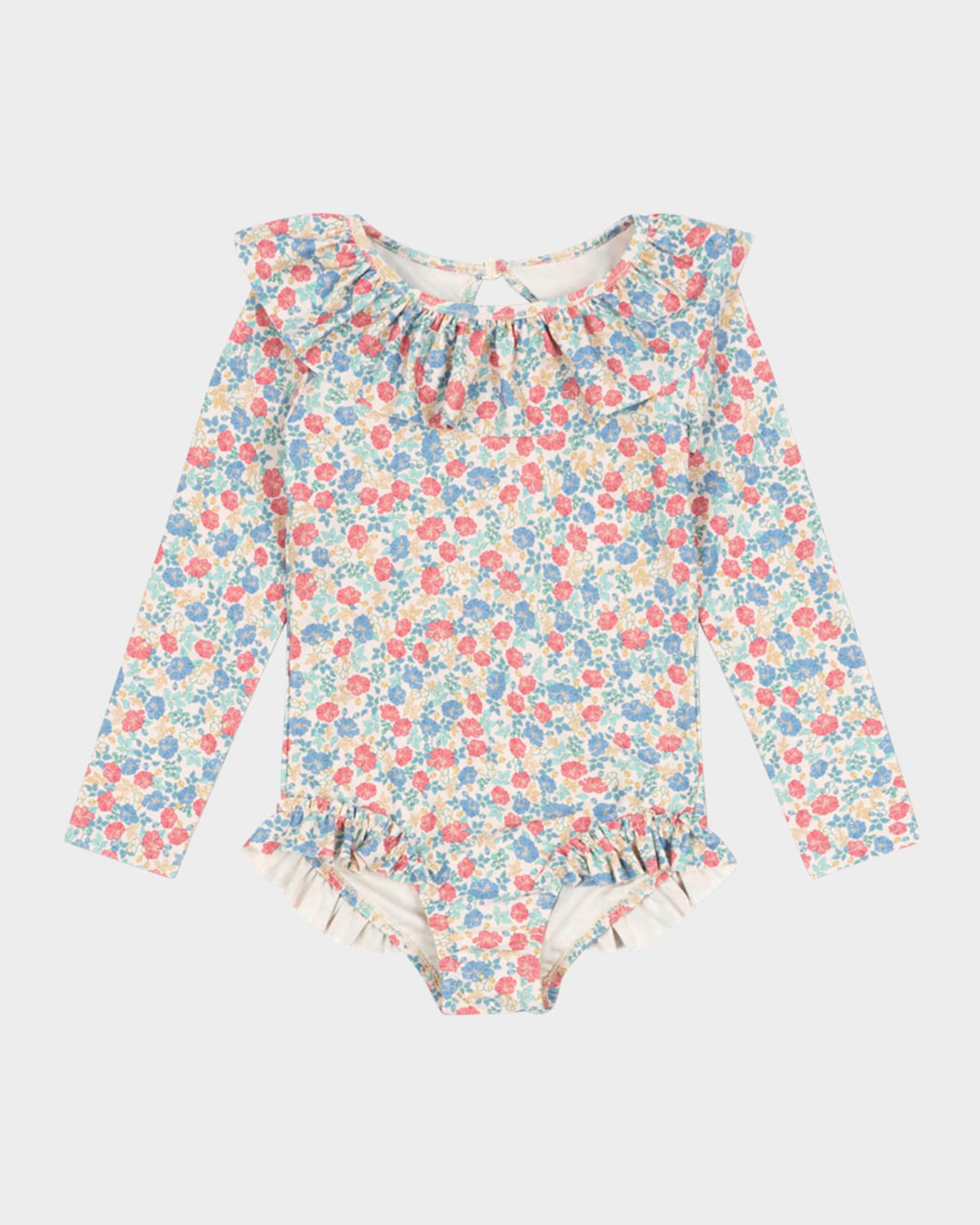 Girl's Manuca Floral-Print Swimsuit, Size 6M-10 0