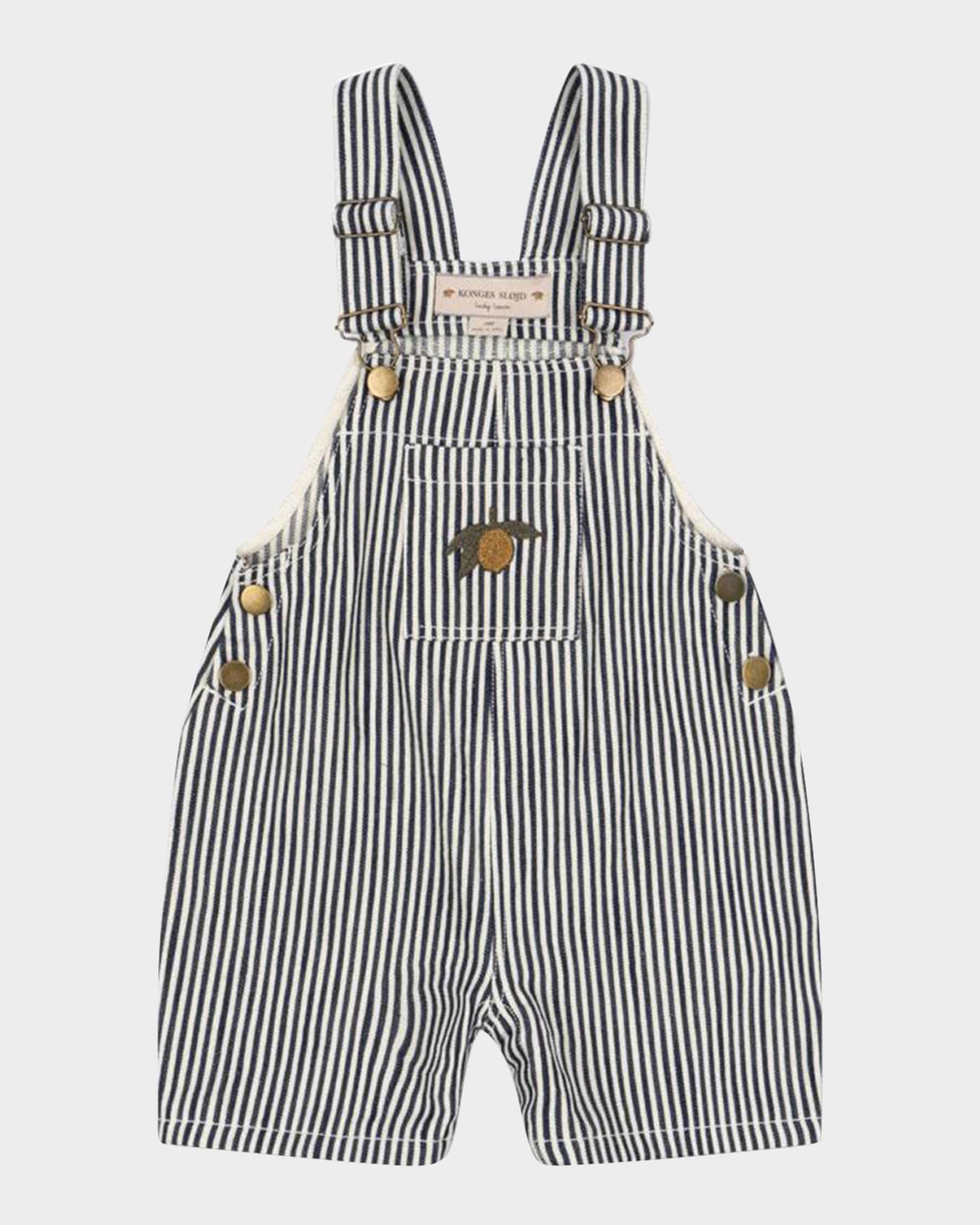 Kid's Fender Striped Organic Cotton Overalls, Size 9M-6 0