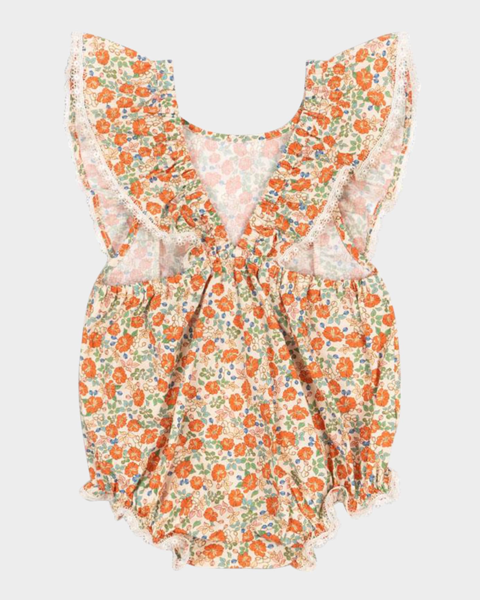 Girl's Verbena Ruffle Print Romper, Size 3M-18M  1