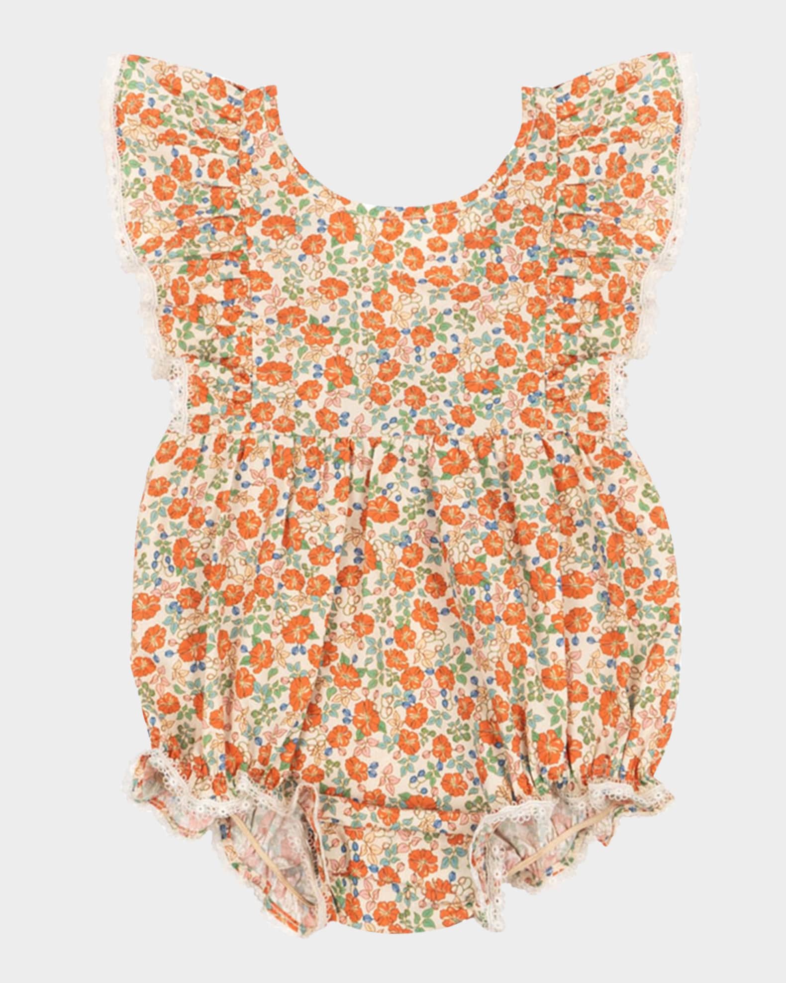Girl's Verbena Ruffle Print Romper, Size 3M-18M  0