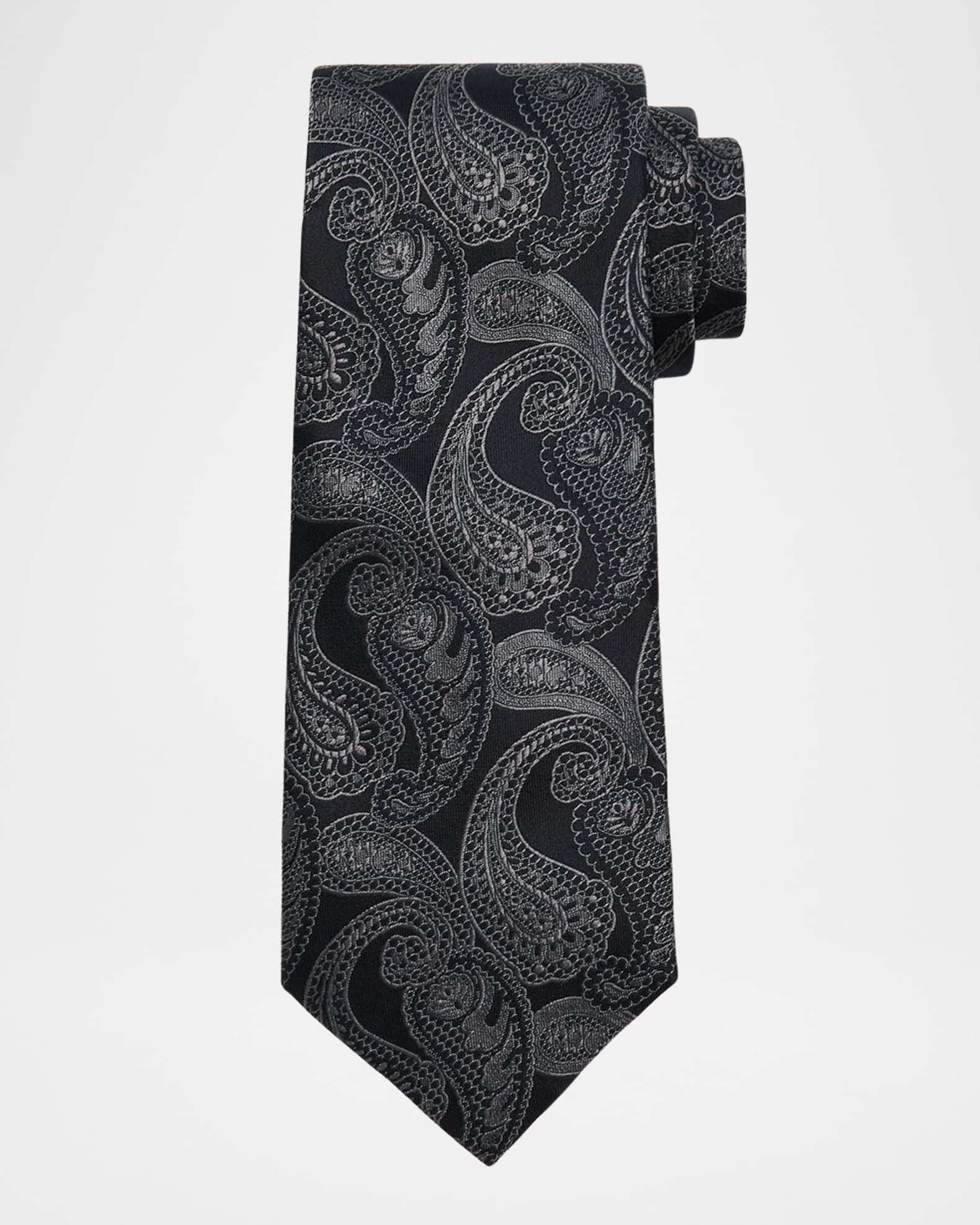 Men's Paisley Silk and Cotton Tie  0