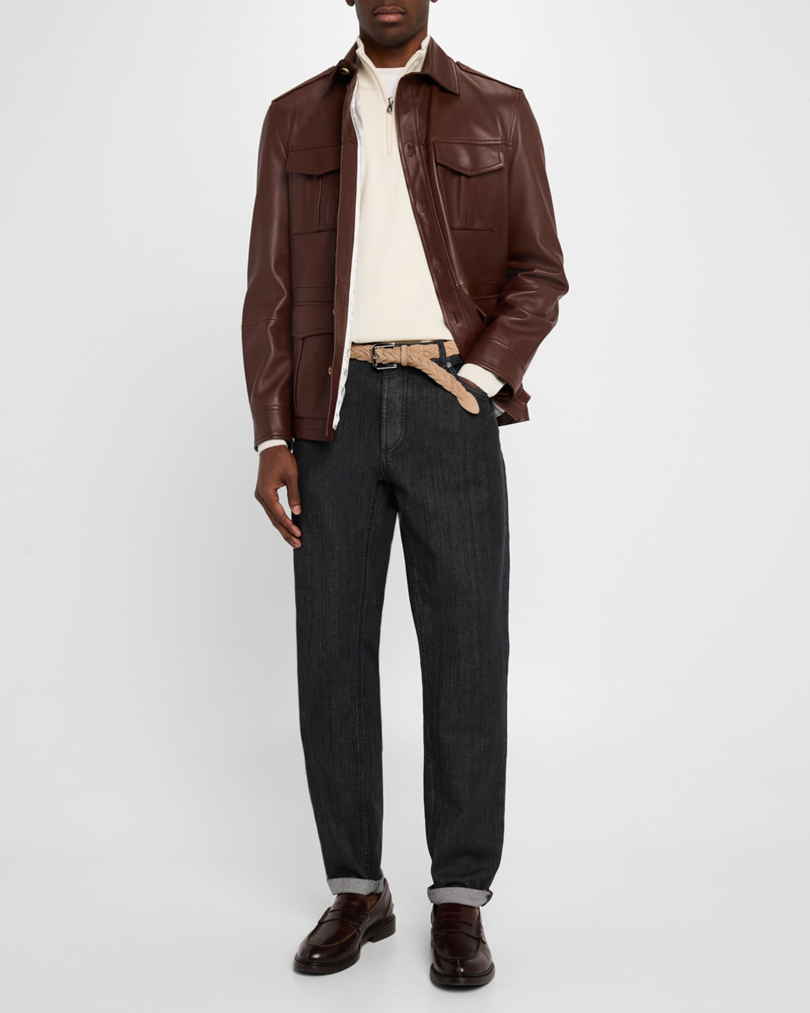 Men's Leather Safari Jacket 1