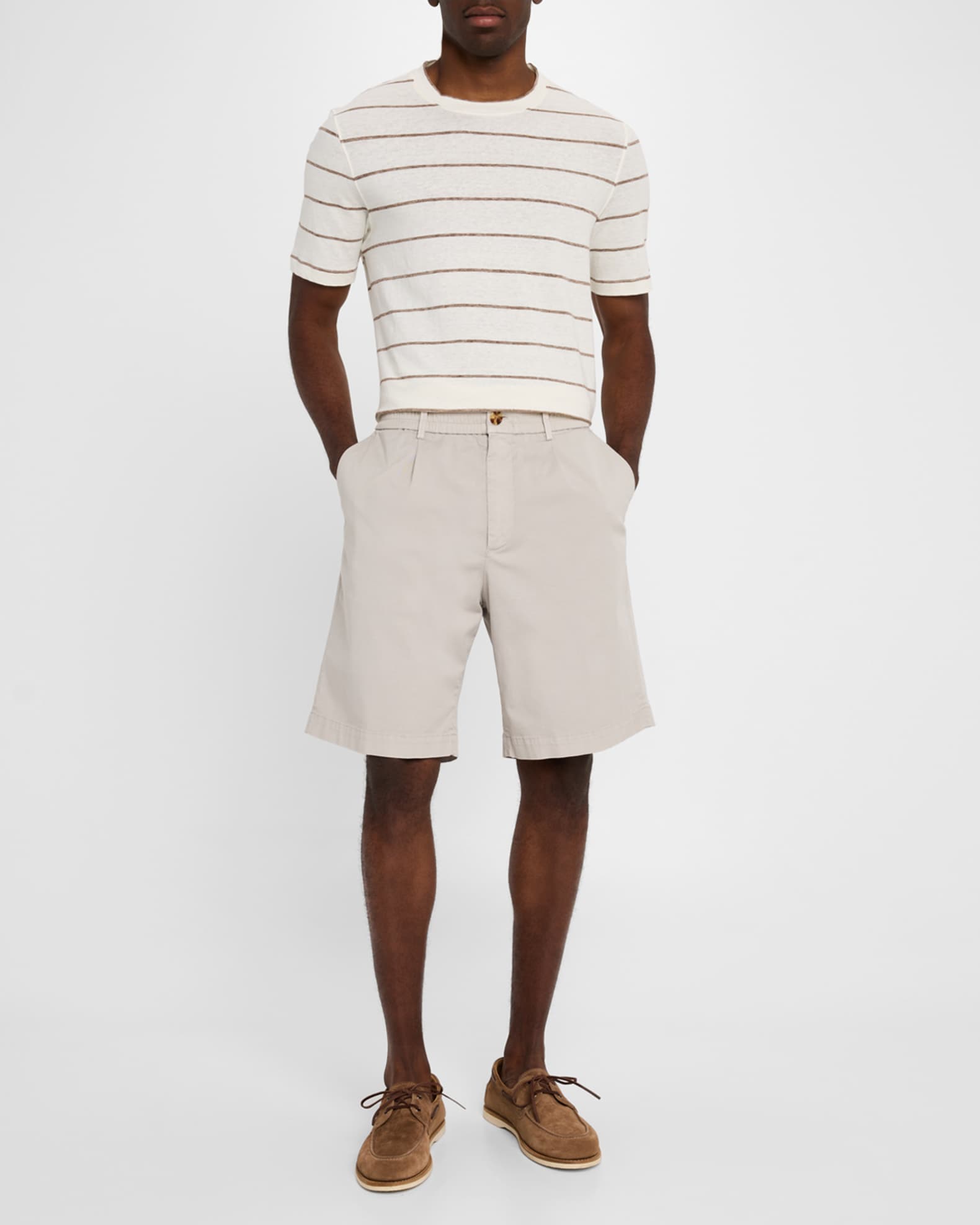 Men's Pleated Stretch-Waistband Bermuda Shorts 1
