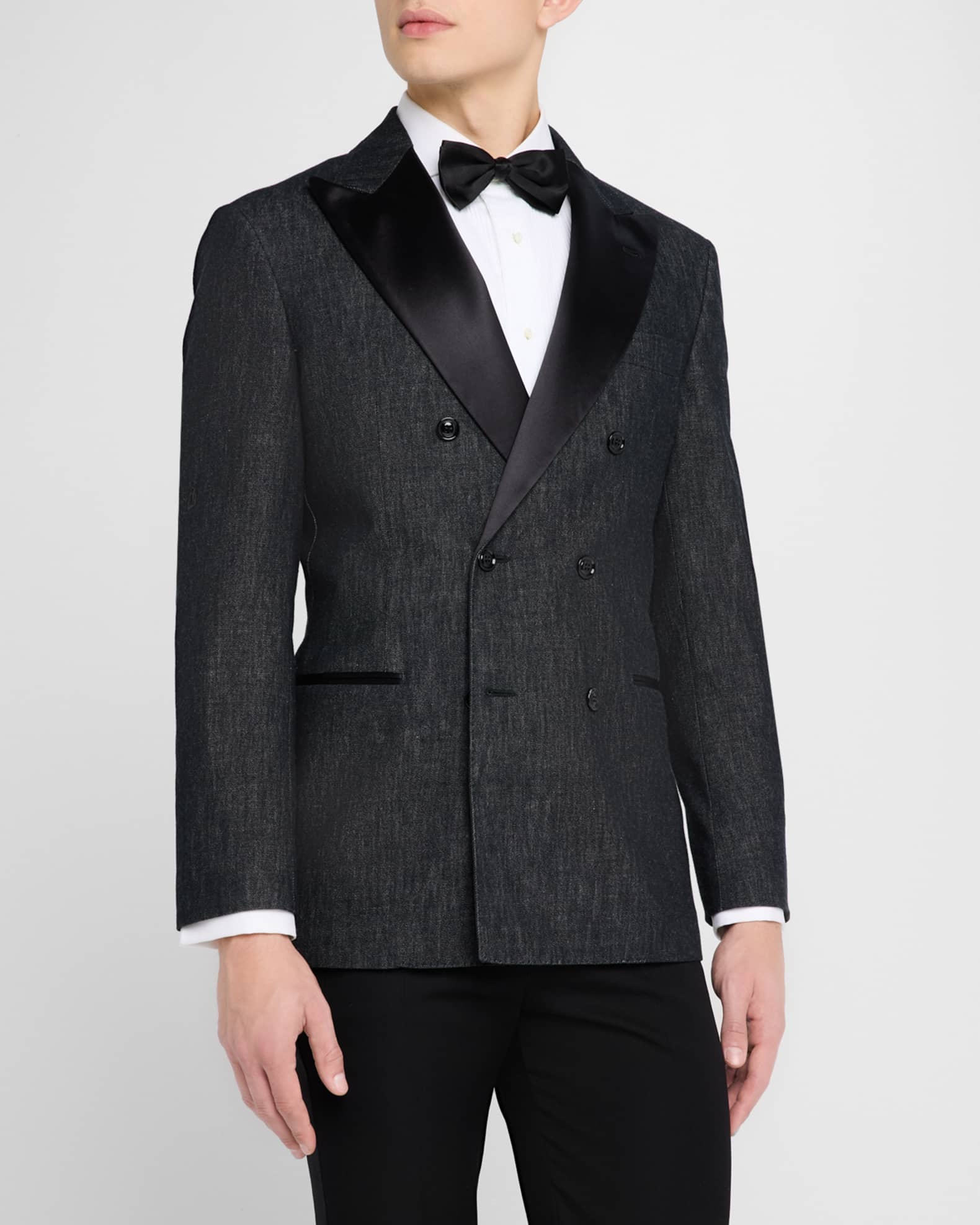 Brunello Cucinelli Men's Satin Peak Lapel Double-Breasted
