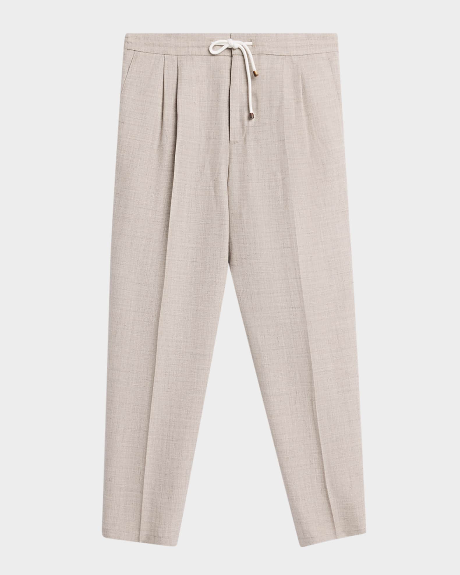 Men's Double-Pleated Drawstring Pants 0