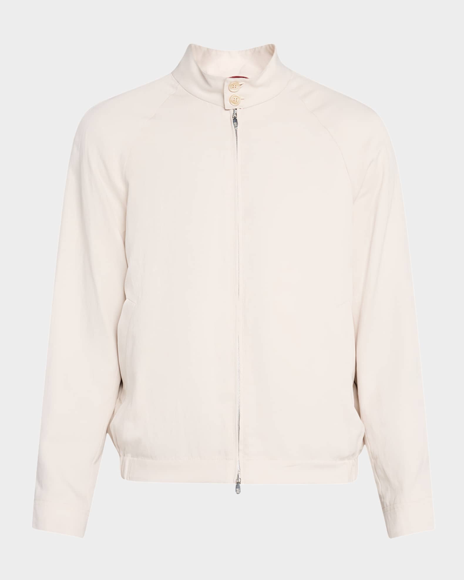 Men's Linen and Silk Full-Zip Bomber Jacket 0