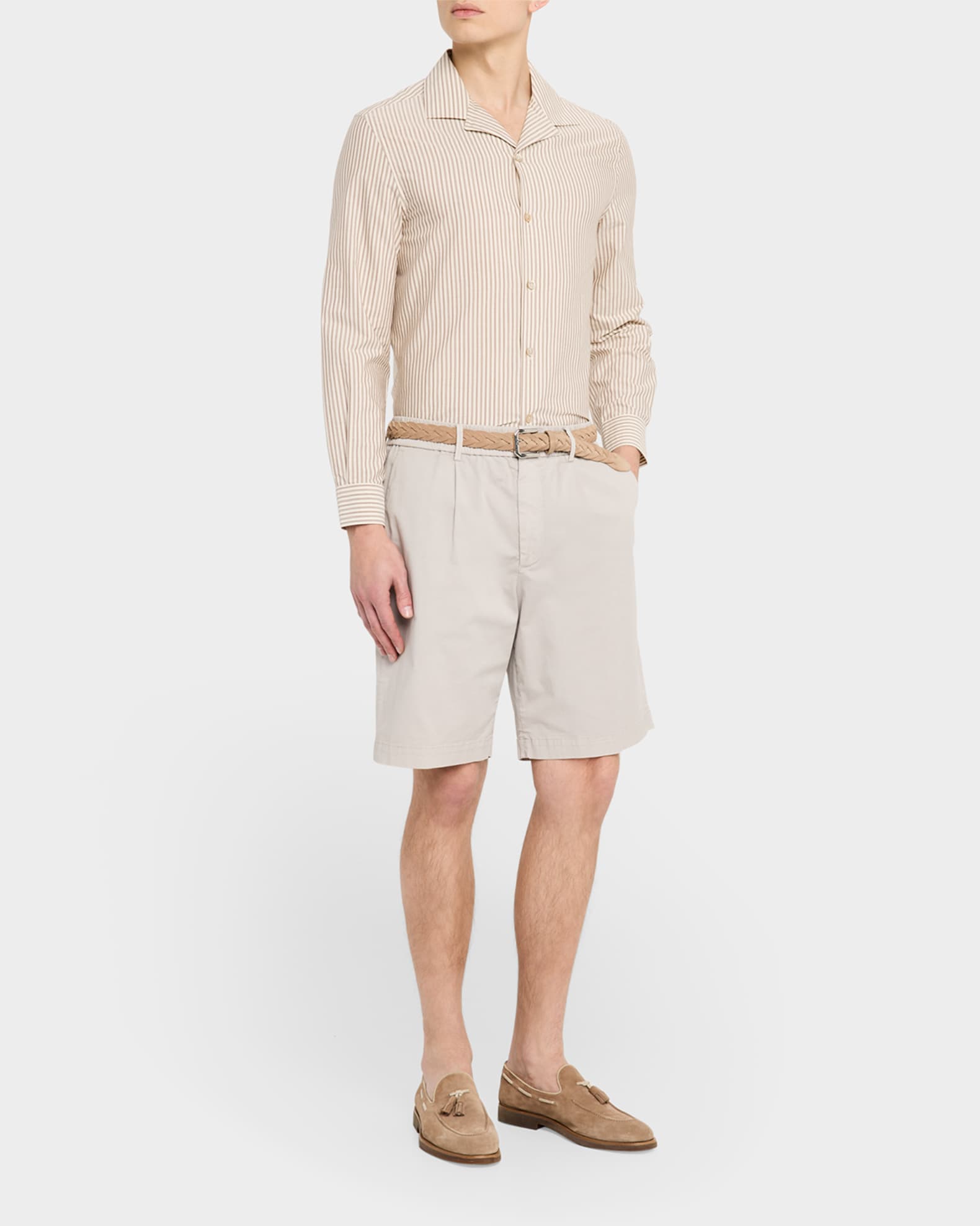 Men's Stripe Cabana-Collar Casual Button-Down Shirt 1