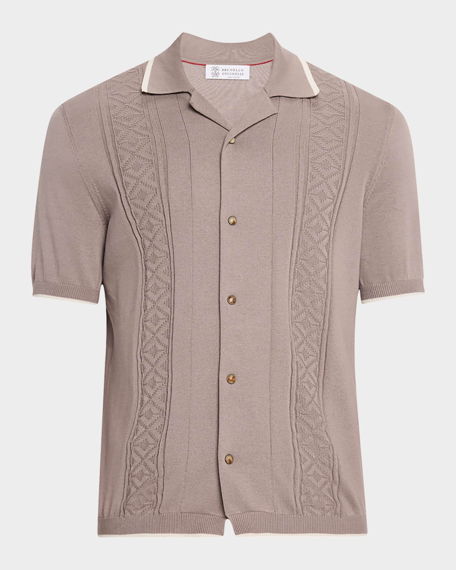 Men's Cotton Textured Short-Sleeve Sweater 0