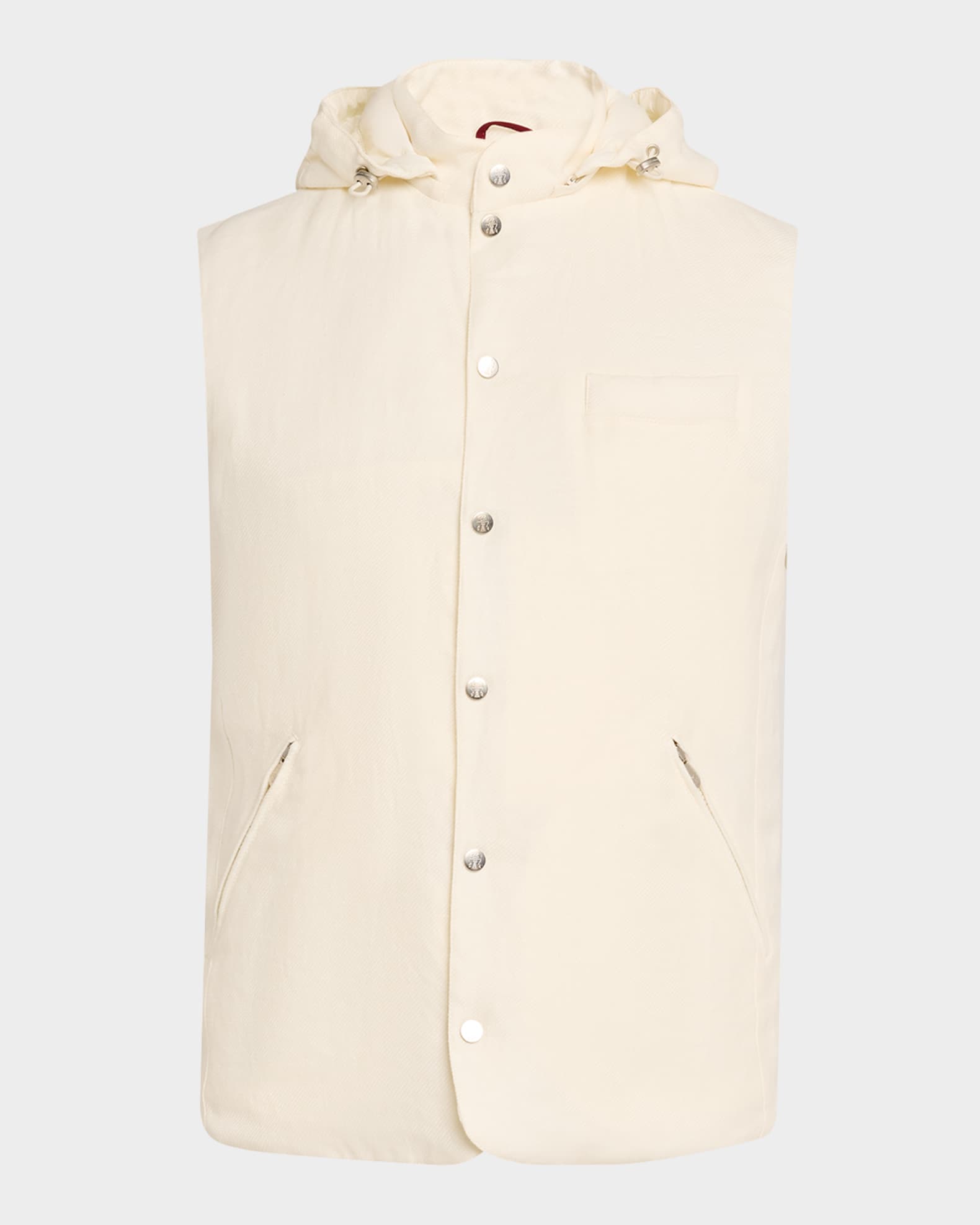 Men's Water-Resistant Snap-Front Vest with Removable Hood 0