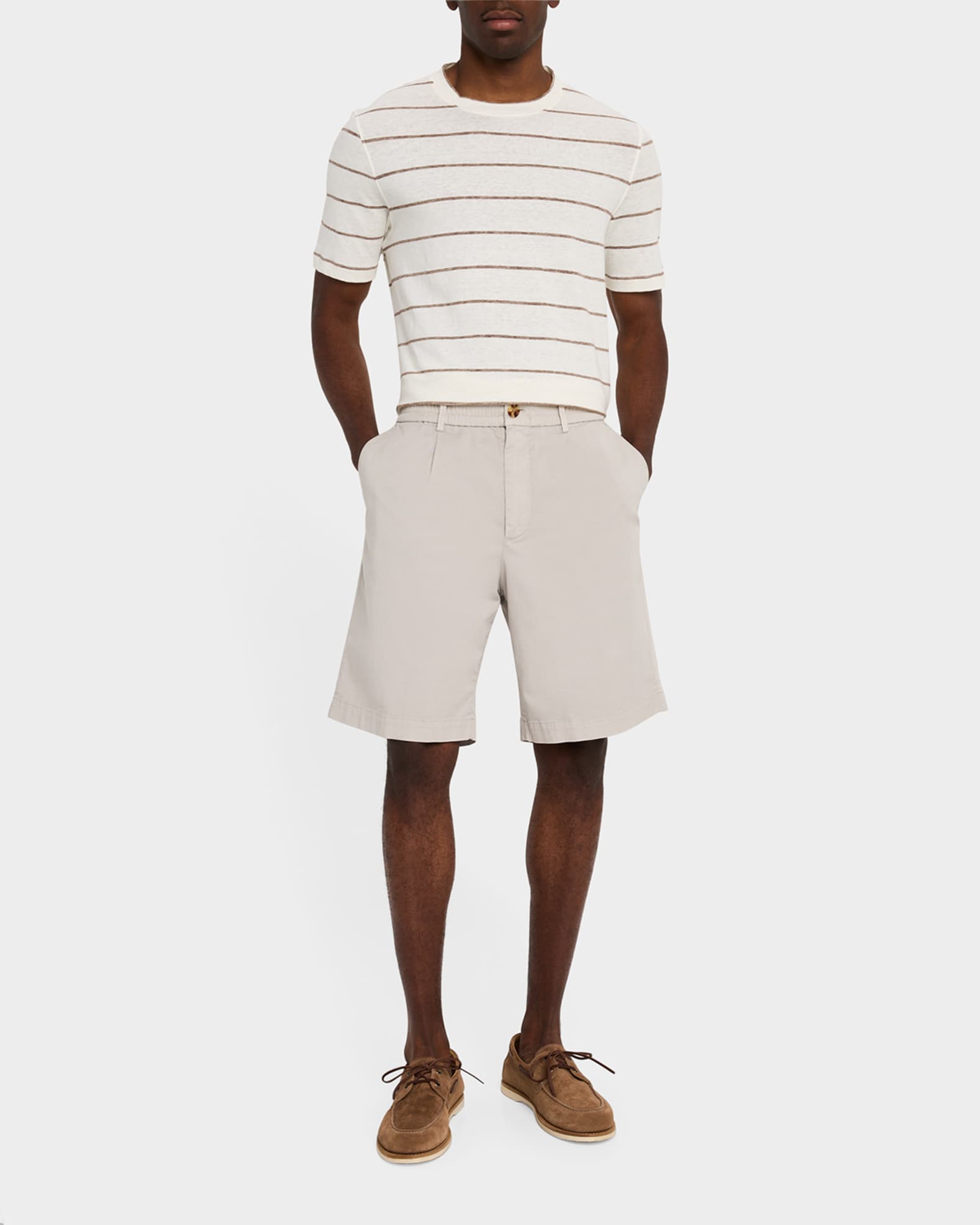 Men's Linen-Cotton Stripe Crewneck T-Shirt 1