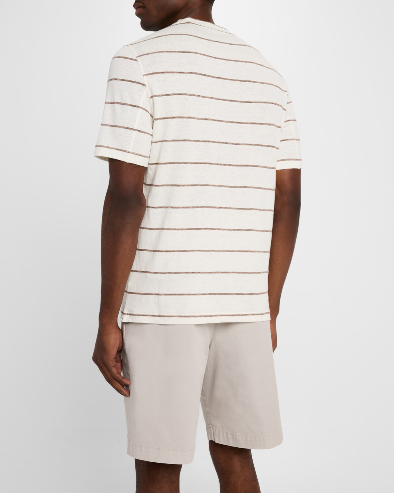 Brunello Cucinelli Men's Linen-Cotton Stripe Crewneck T