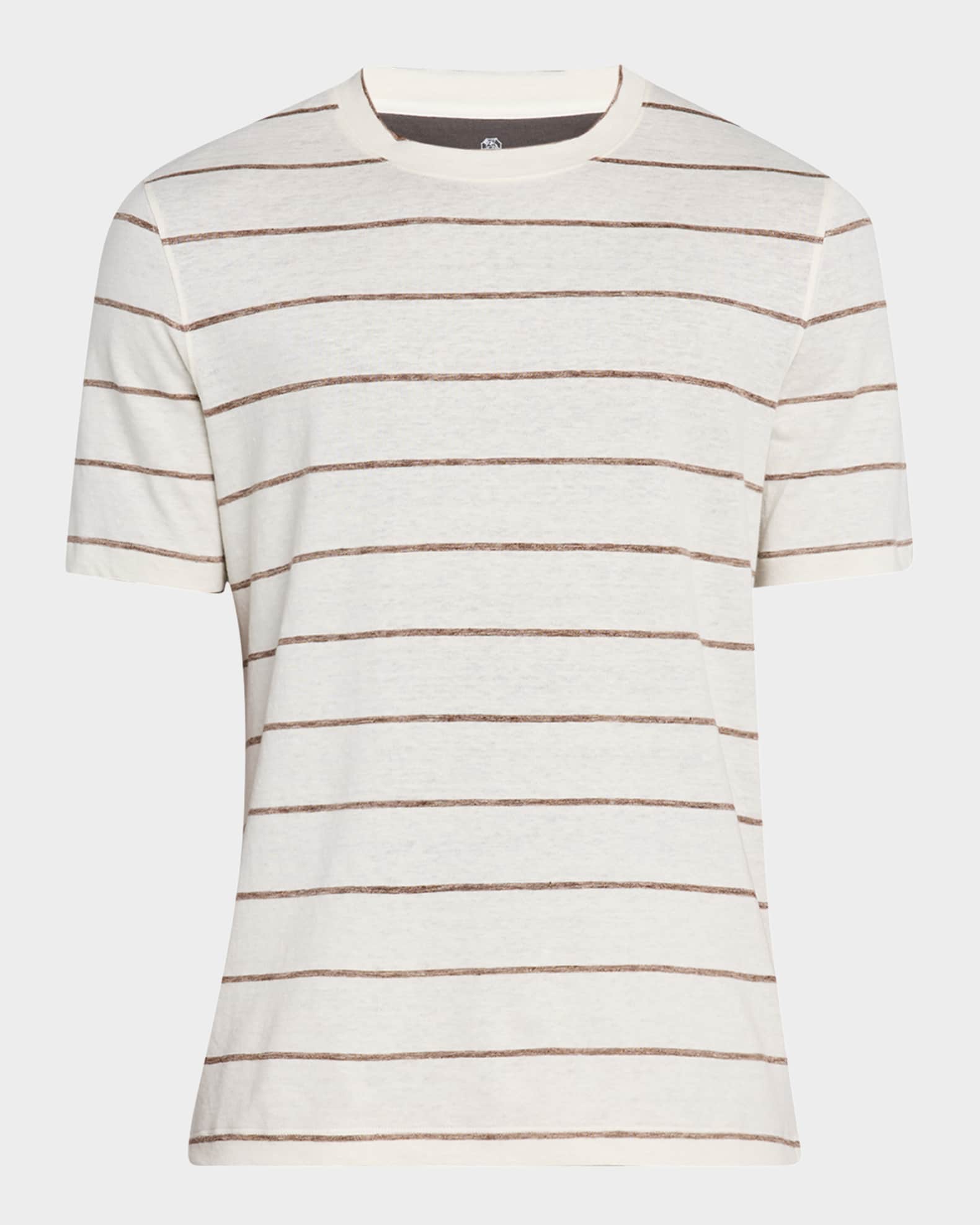 Men's Linen-Cotton Stripe Crewneck T-Shirt 0