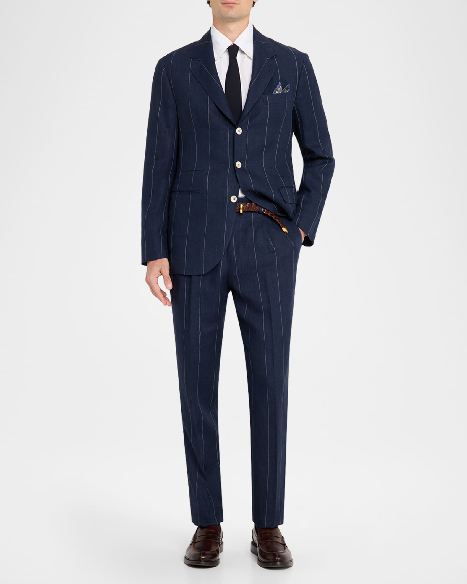 Brunello Cucinelli Men's Wide-Stripe Linen Two-Piece Suit | Neiman