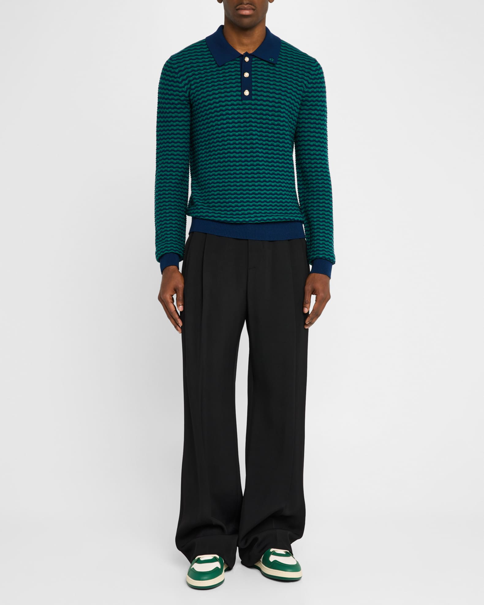 Men's Mini Wave Knit Polo Shirt 1