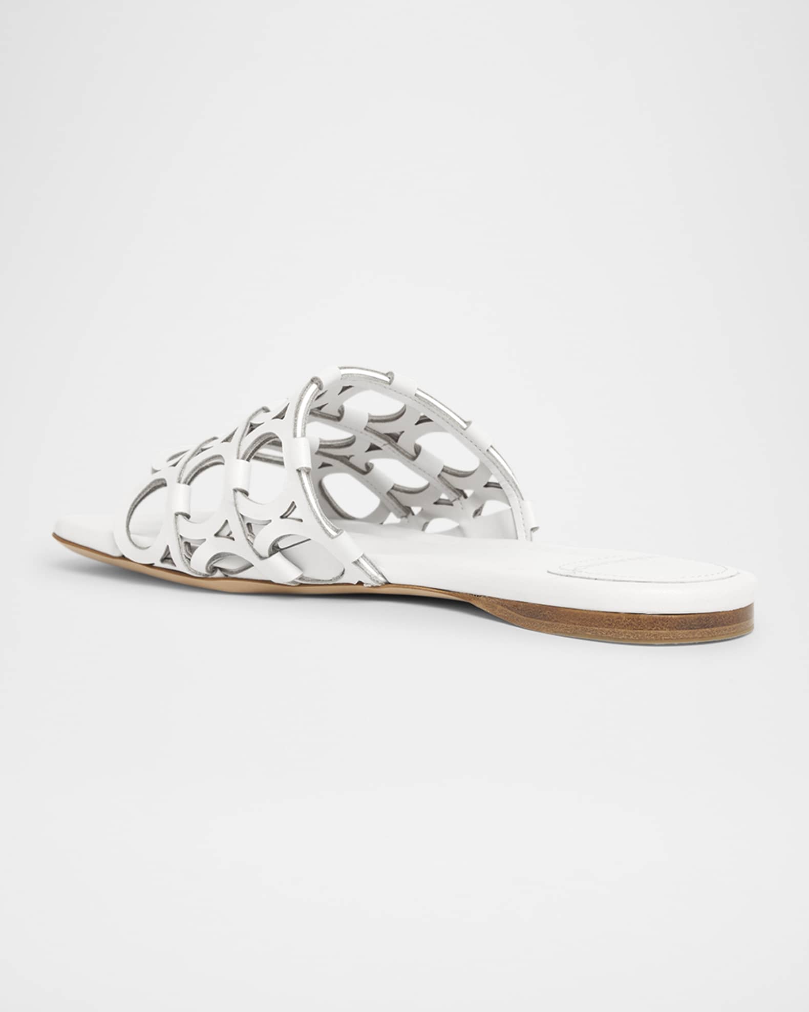 Erne Leather Gancini Link Slide Sandals 1