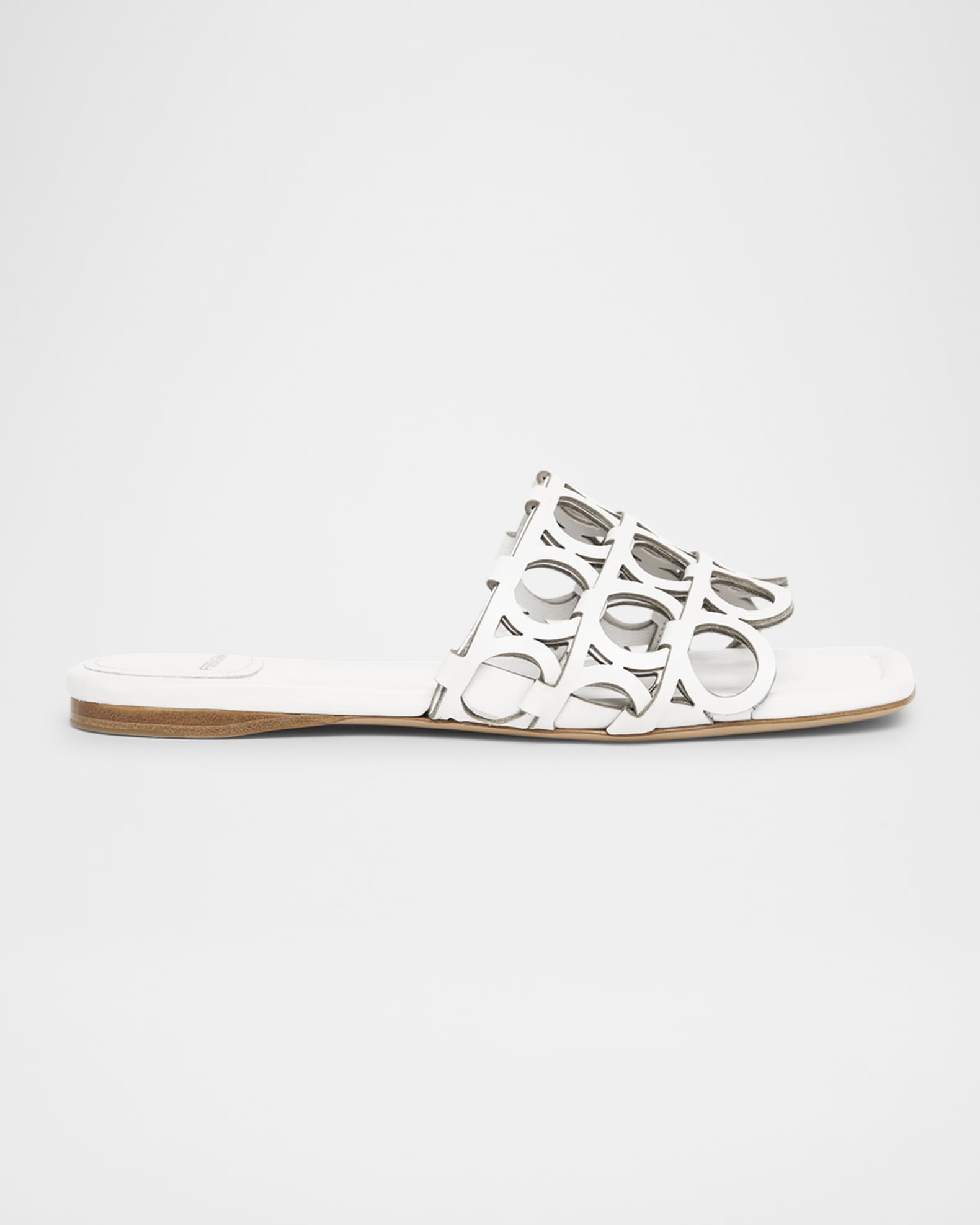 Erne Leather Gancini Link Slide Sandals 0